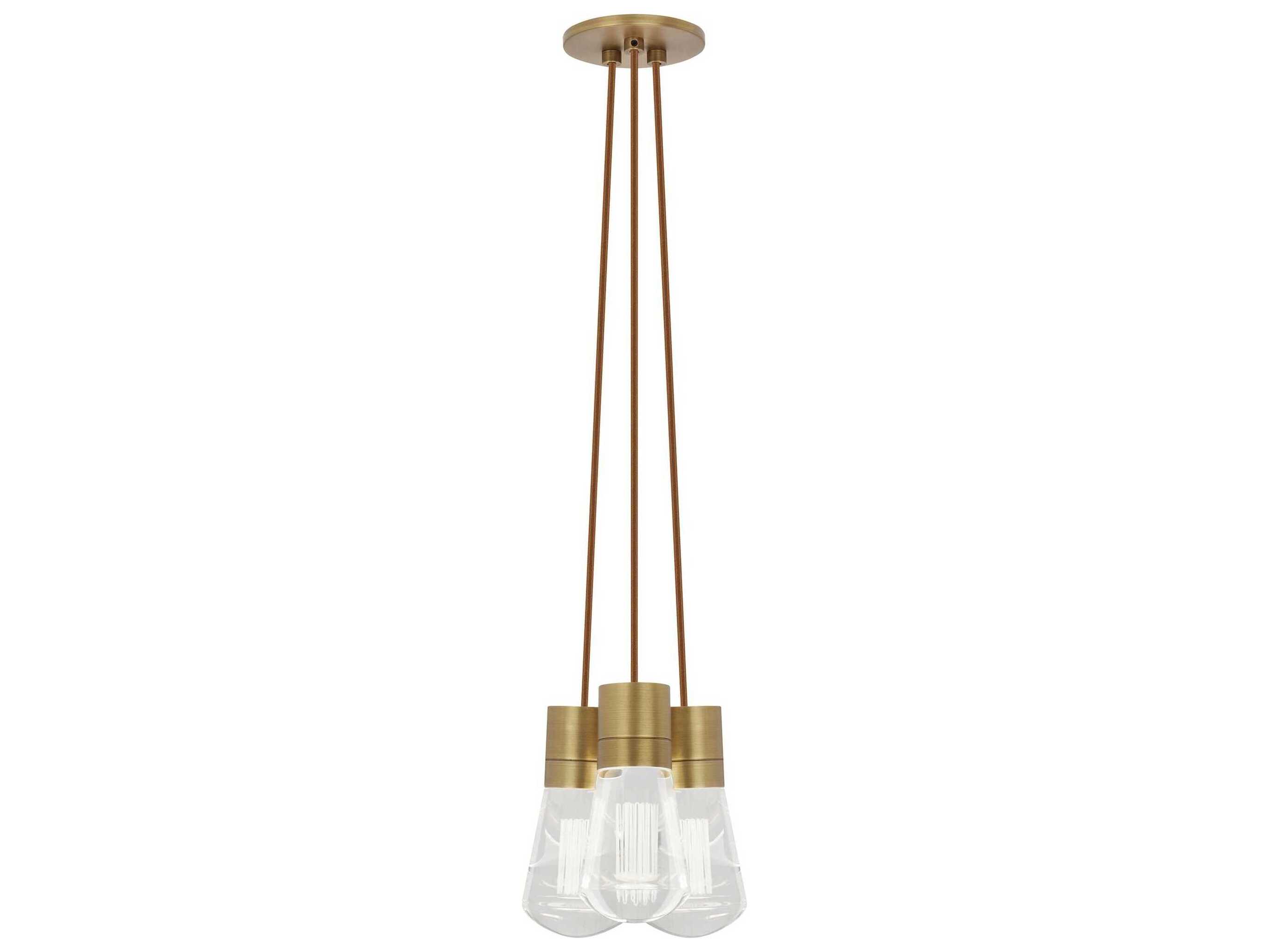 Visual Comfort Modern Alva 3-Light Natural Brass Mini Pendant