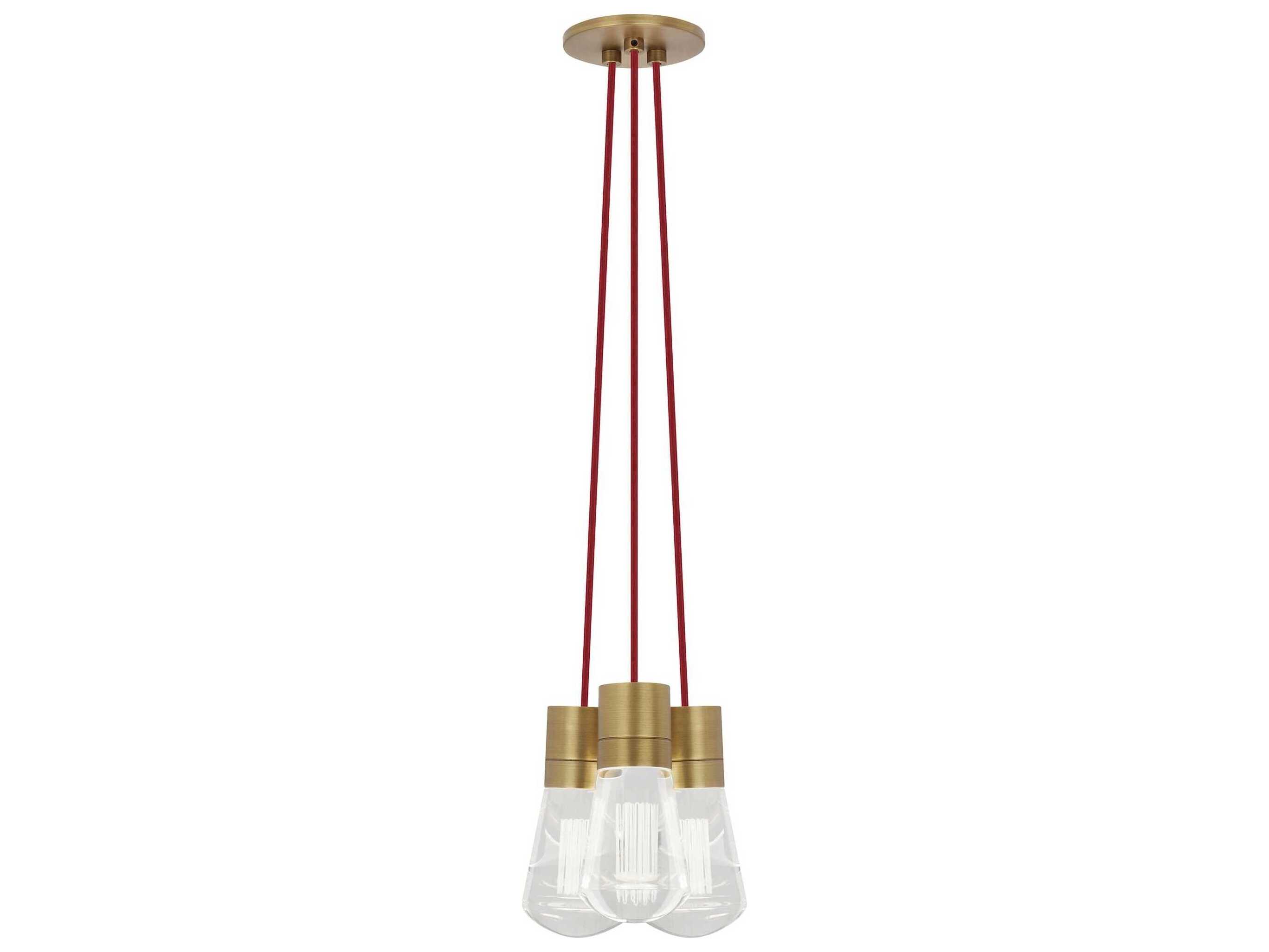 Visual Comfort Modern Alva 3-Light Natural Brass Mini Pendant