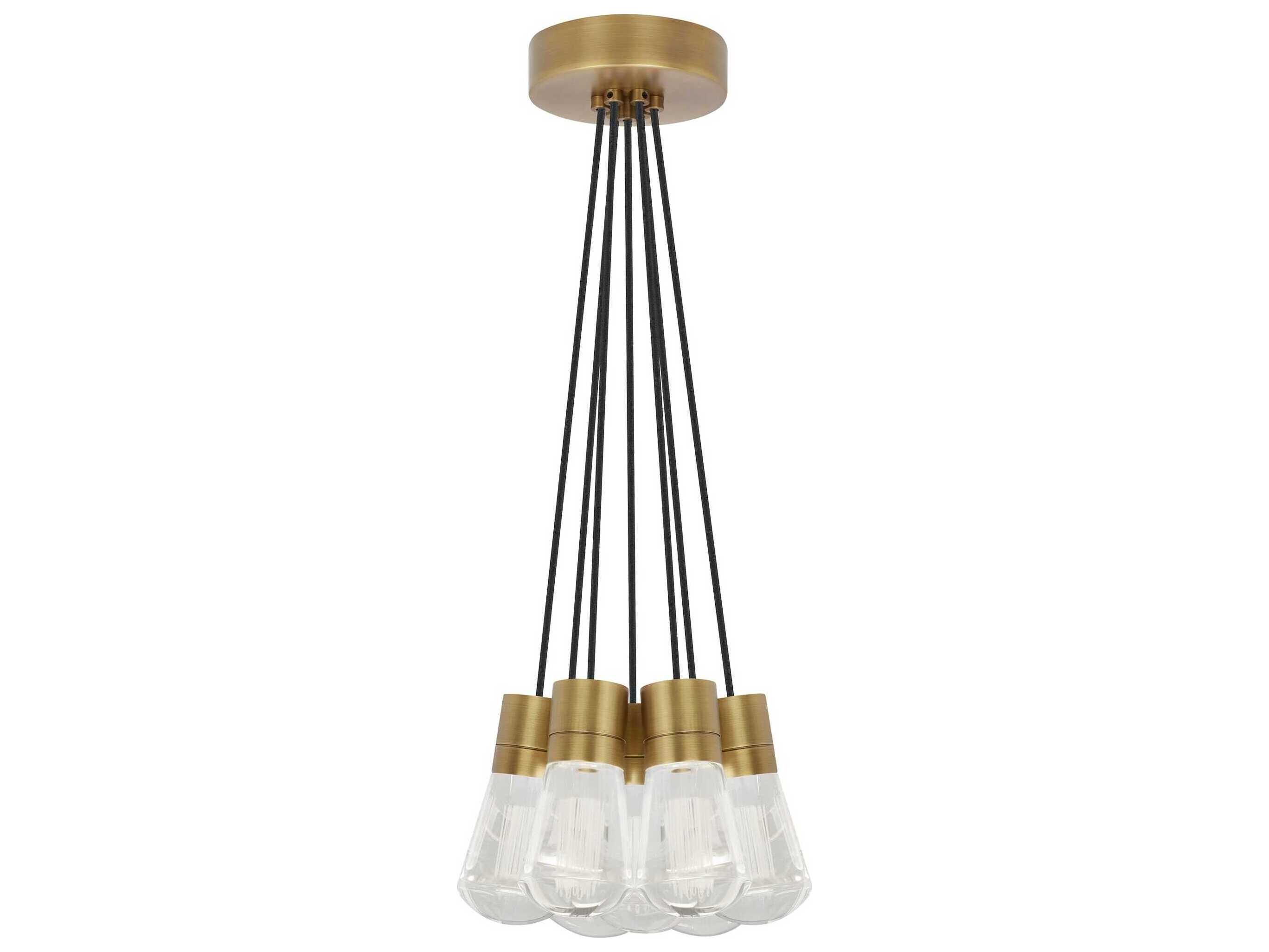 Visual Comfort Modern Alva 7-Light Natural Brass Pendant