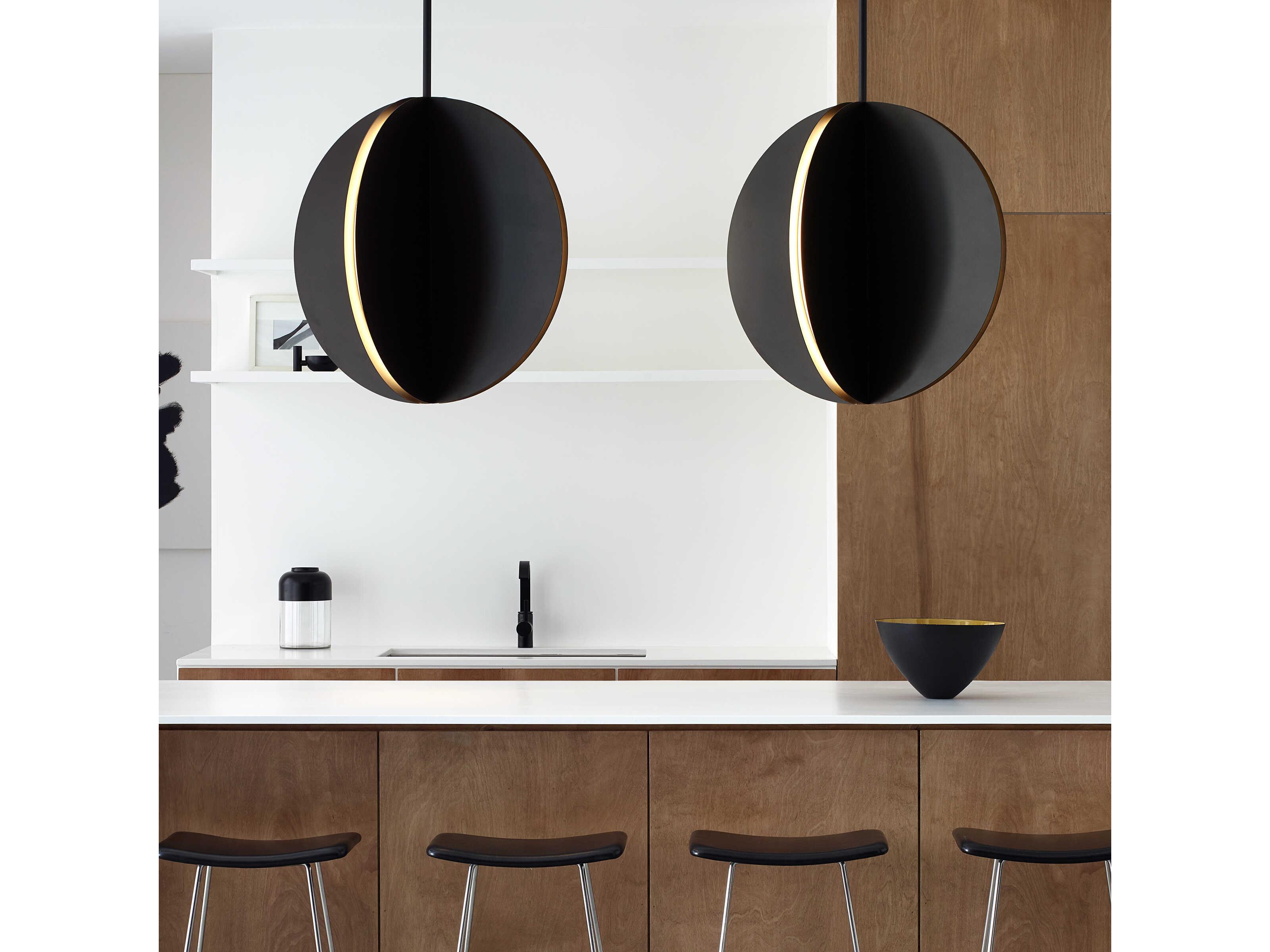 Visual Comfort Modern Bau 1-Light Nightshade Black Round Pendant