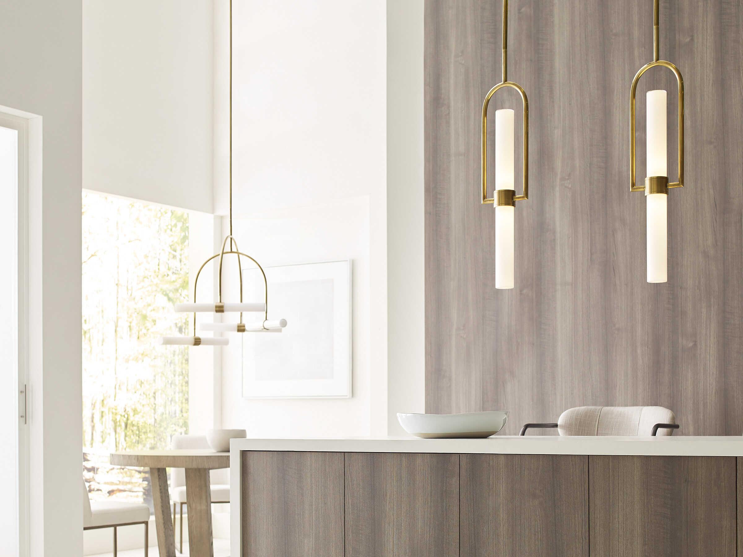 Visual Comfort Modern Calumn 1-Light Natural Brass Mini Pendant
