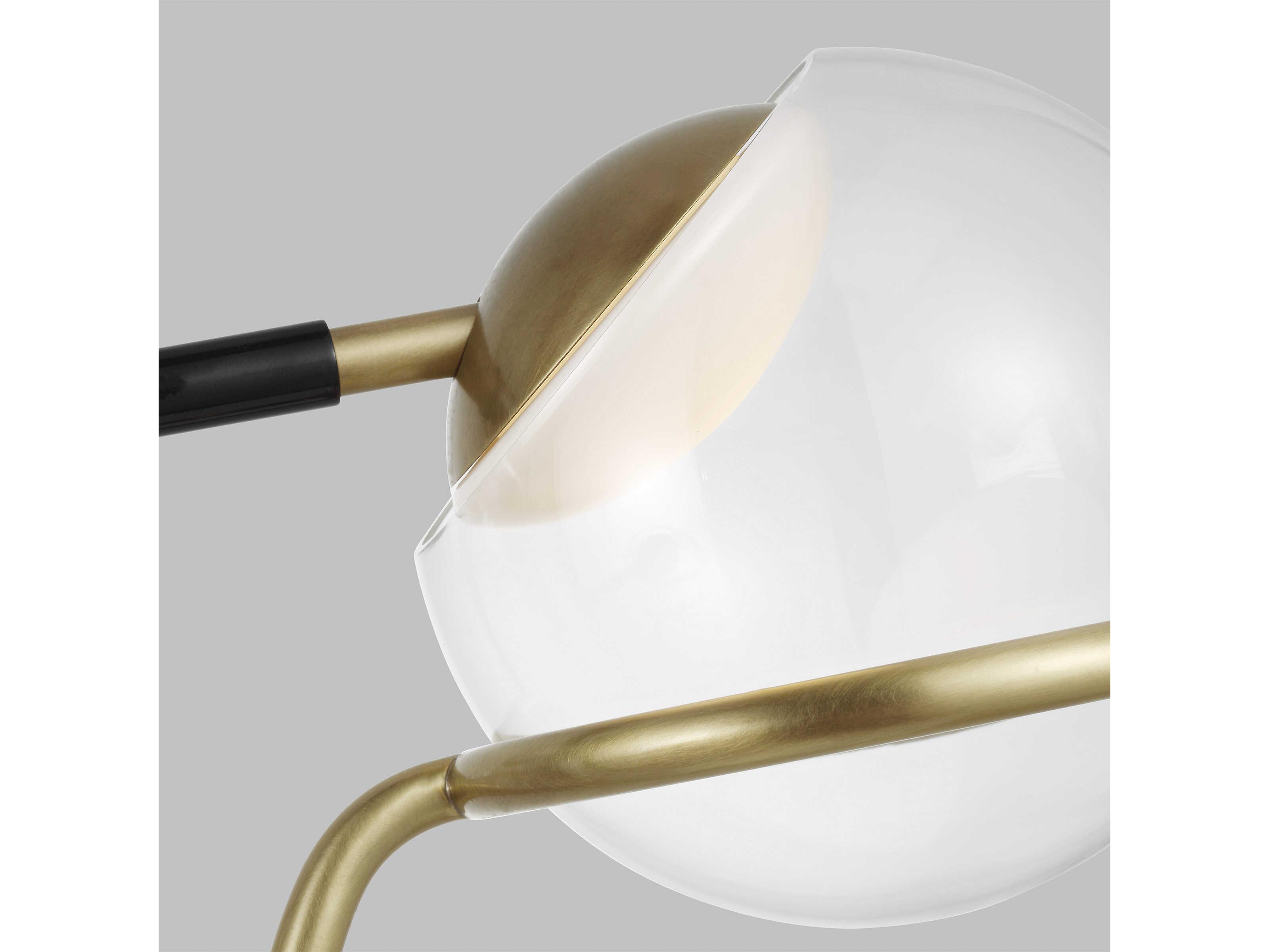 Visual Comfort Modern Crosby 3-Light Glossy Black Natural Brass Globe Chandelier