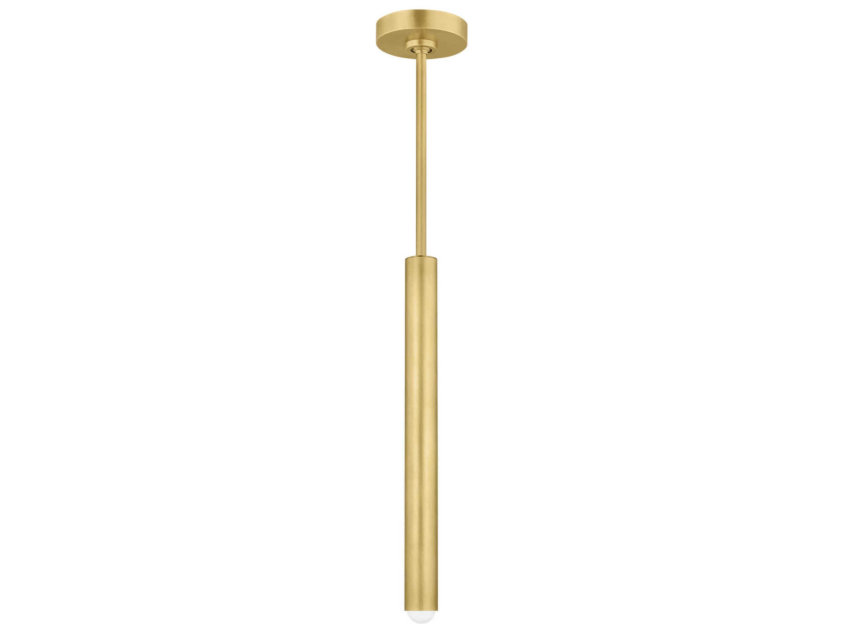 Visual Comfort Modern Ebell 1-Light Natural Brass Cylinder Mini Pendant