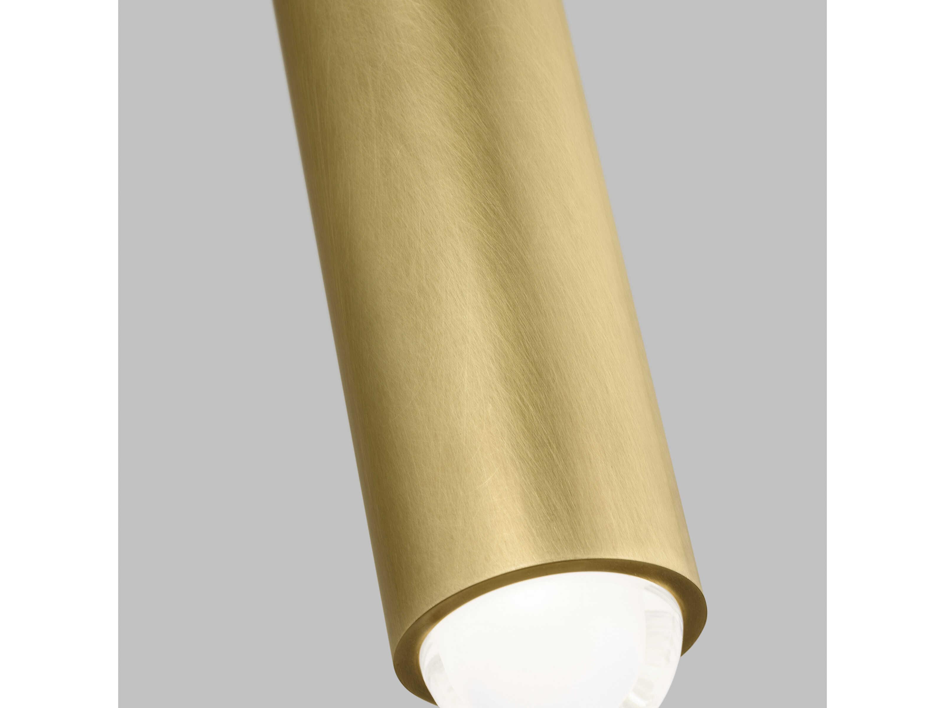 Visual Comfort Modern Ebell 1-Light Natural Brass Cylinder Mini Pendant