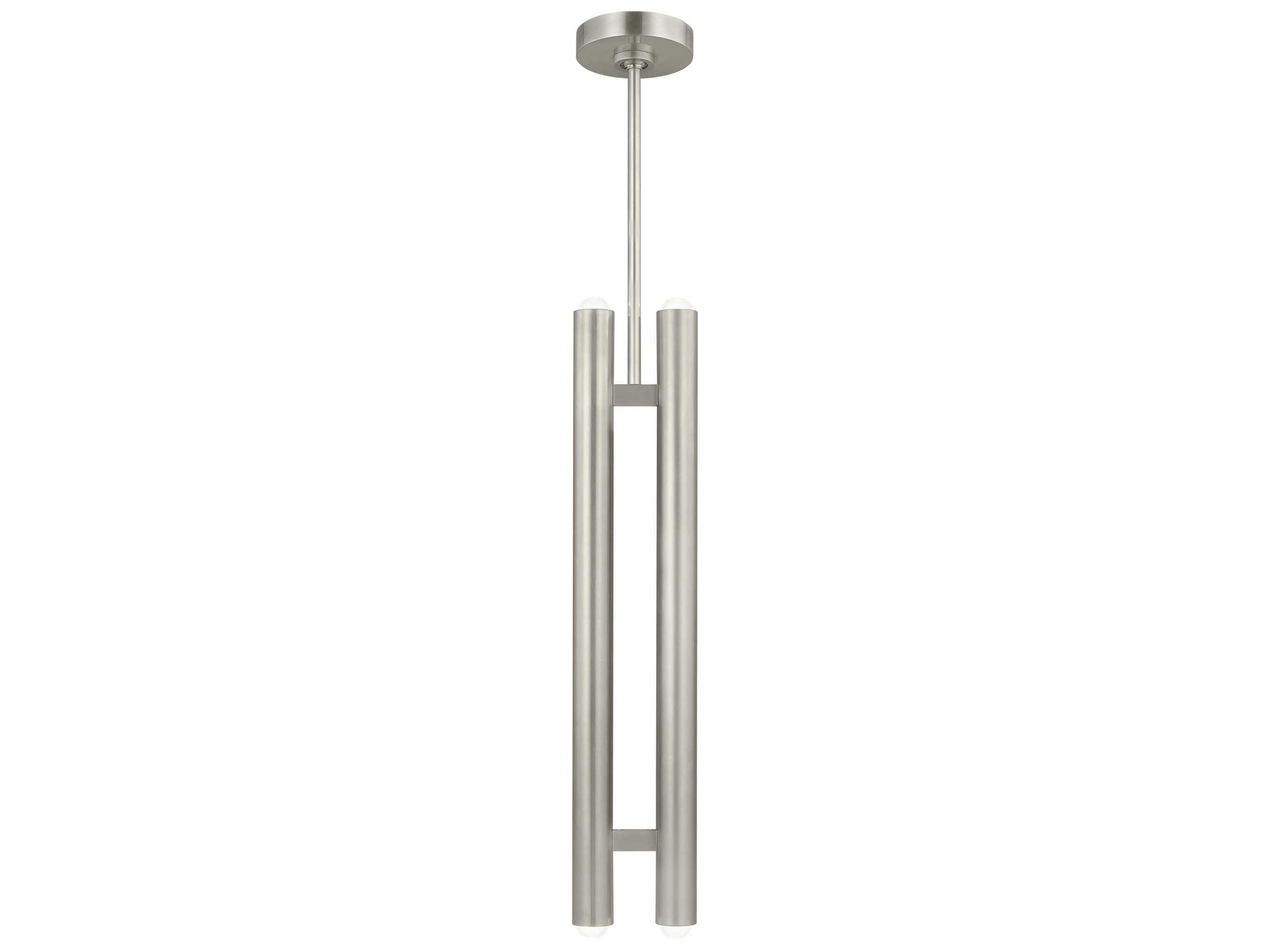 Visual Comfort Modern Ebell 2-Light Antique Nickel Cylinder Mini Pendant