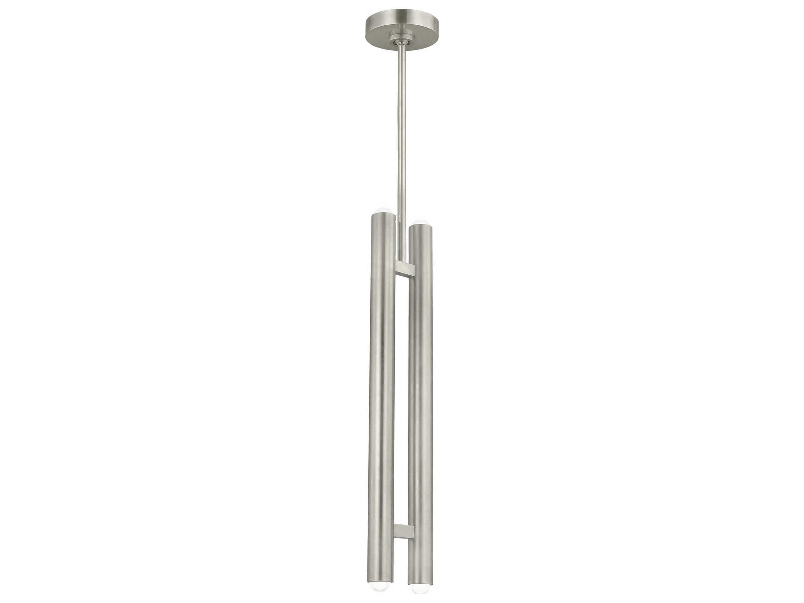 Visual Comfort Modern Ebell 2-Light Antique Nickel Cylinder Mini Pendant