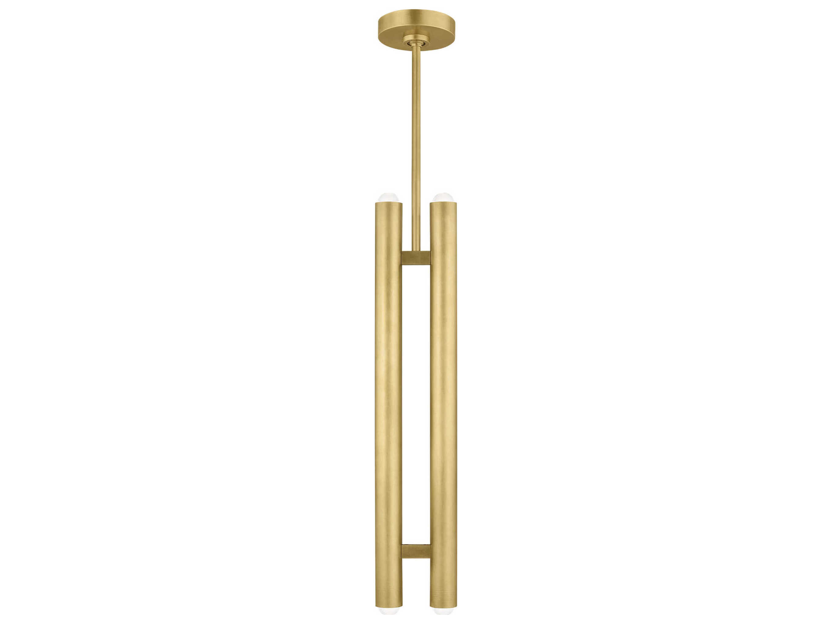 Visual Comfort Modern Ebell 2-Light Natural Brass Cylinder Mini Pendant