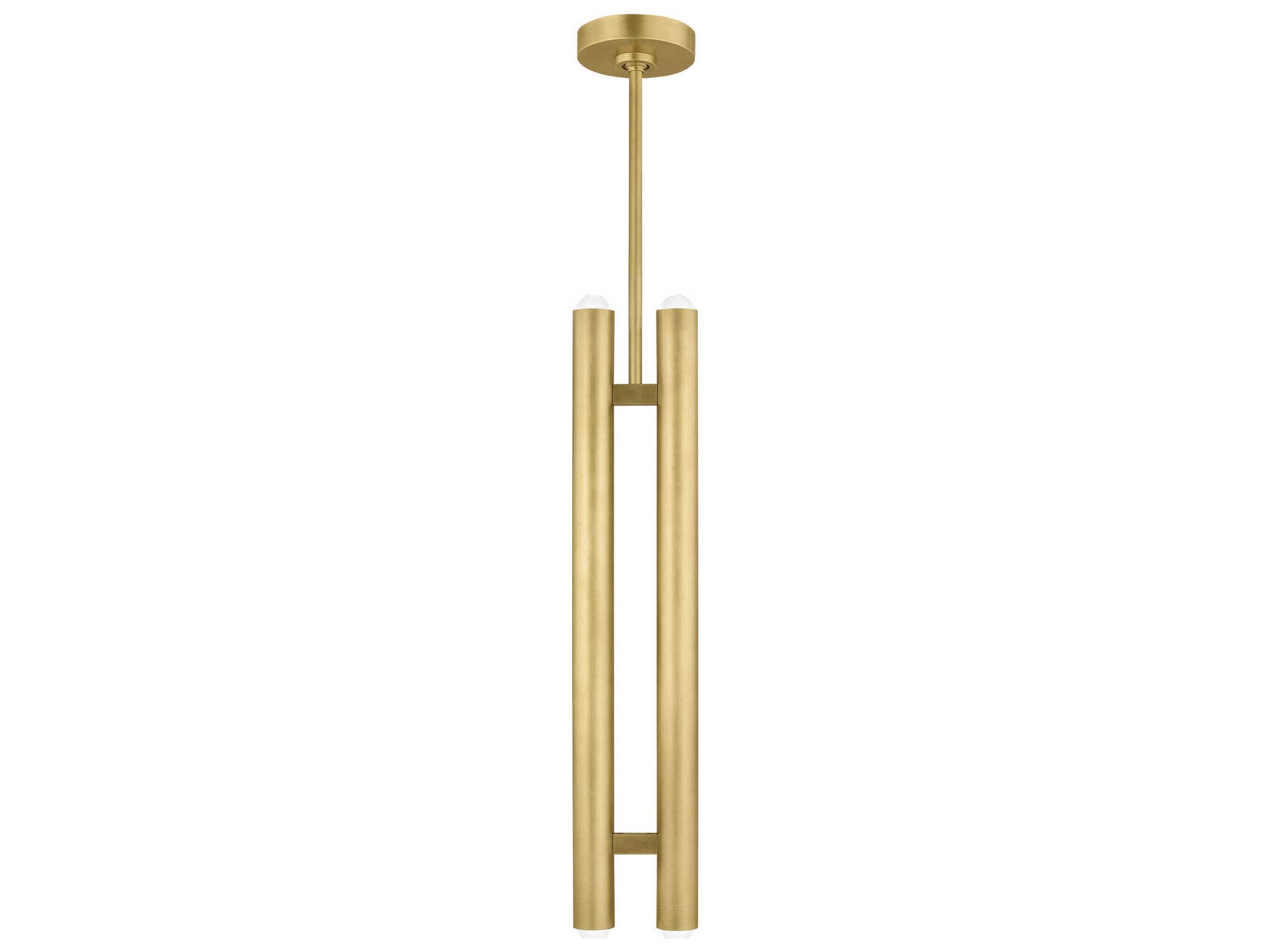 Visual Comfort Modern Ebell 2-Light Natural Brass Cylinder Mini Pendant
