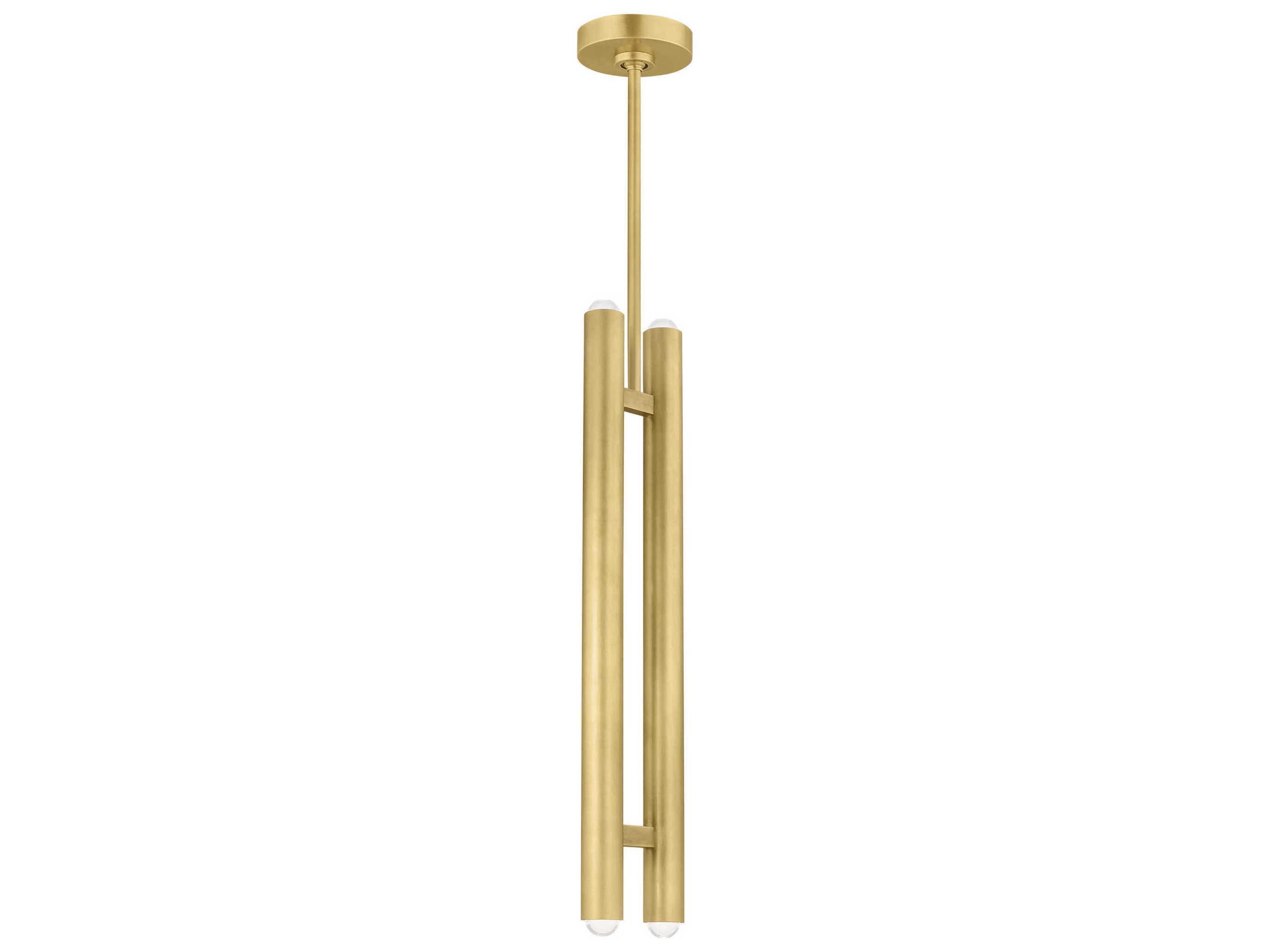 Visual Comfort Modern Ebell 2-Light Natural Brass Cylinder Mini Pendant
