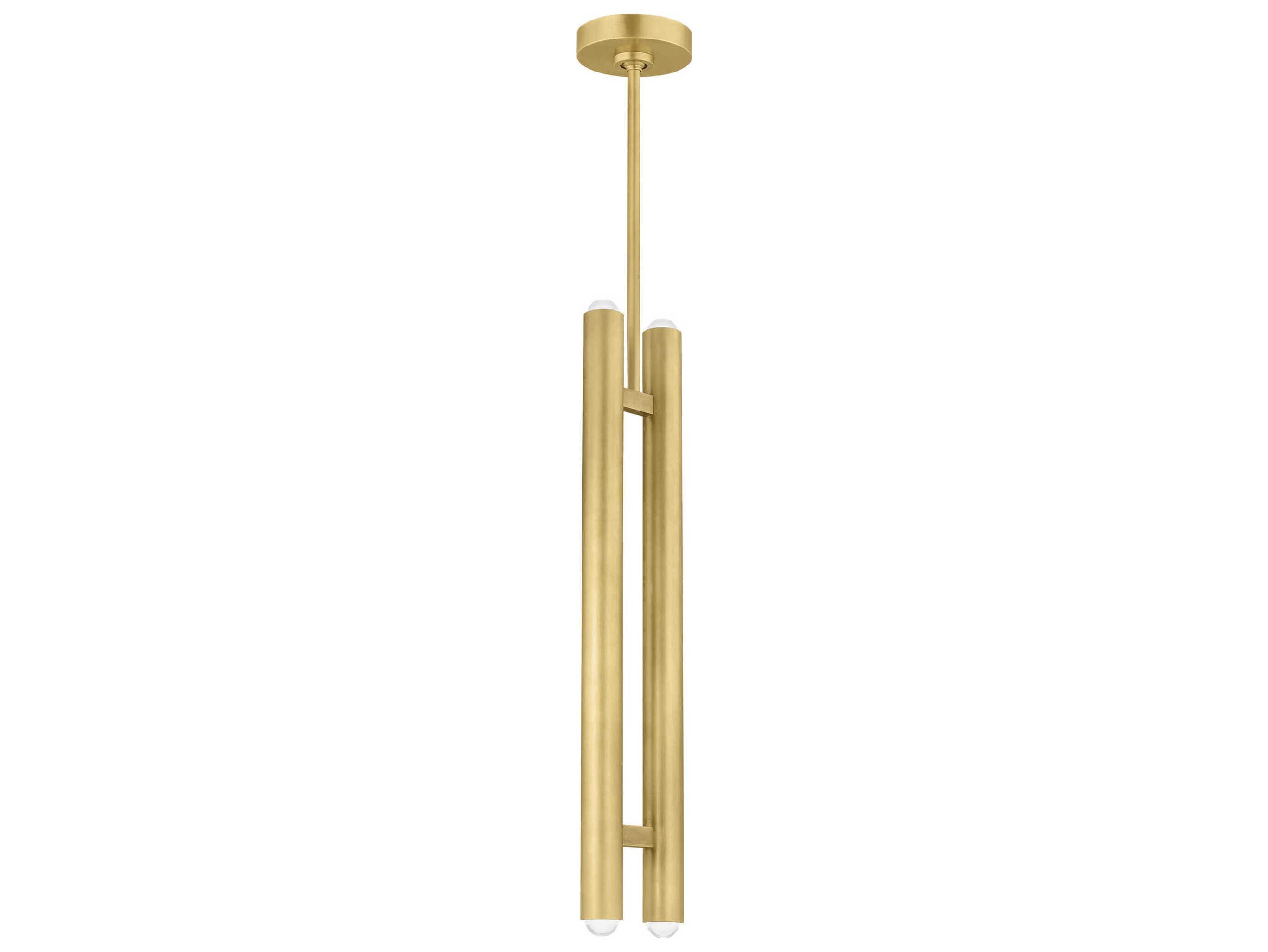 Visual Comfort Modern Ebell 2-Light Natural Brass Cylinder Mini Pendant
