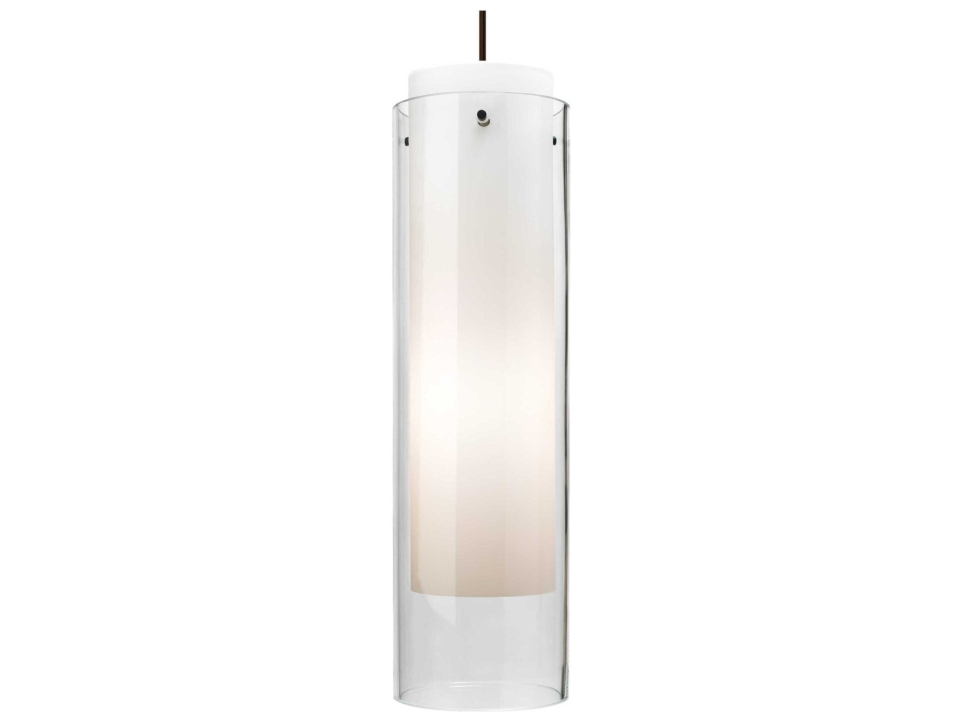 Visual Comfort Modern Echo 1-Light Satin Nickel White Cylinder Mini Pendant