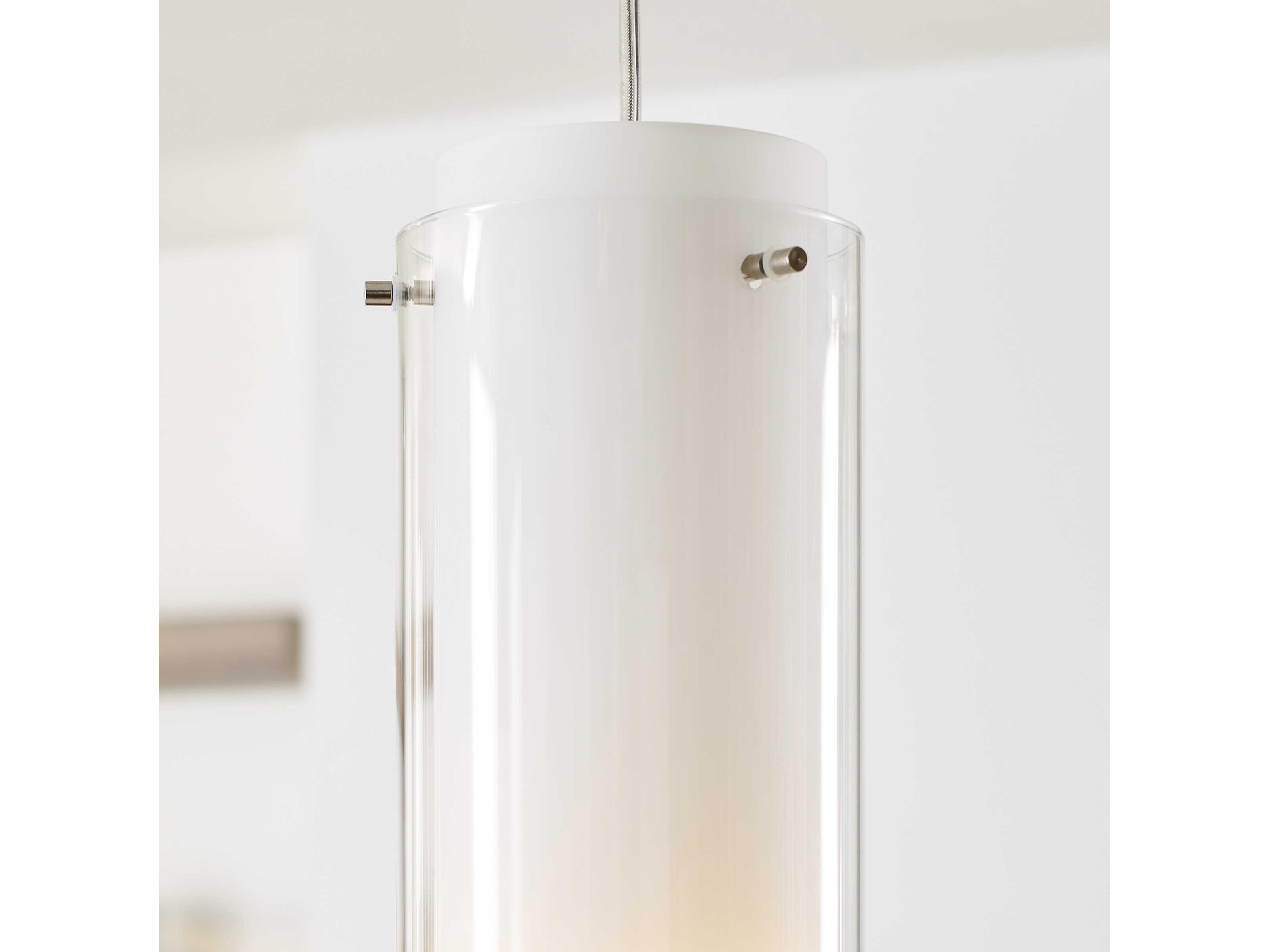 Visual Comfort Modern Echo 1-Light Satin Nickel White Cylinder Mini Pendant
