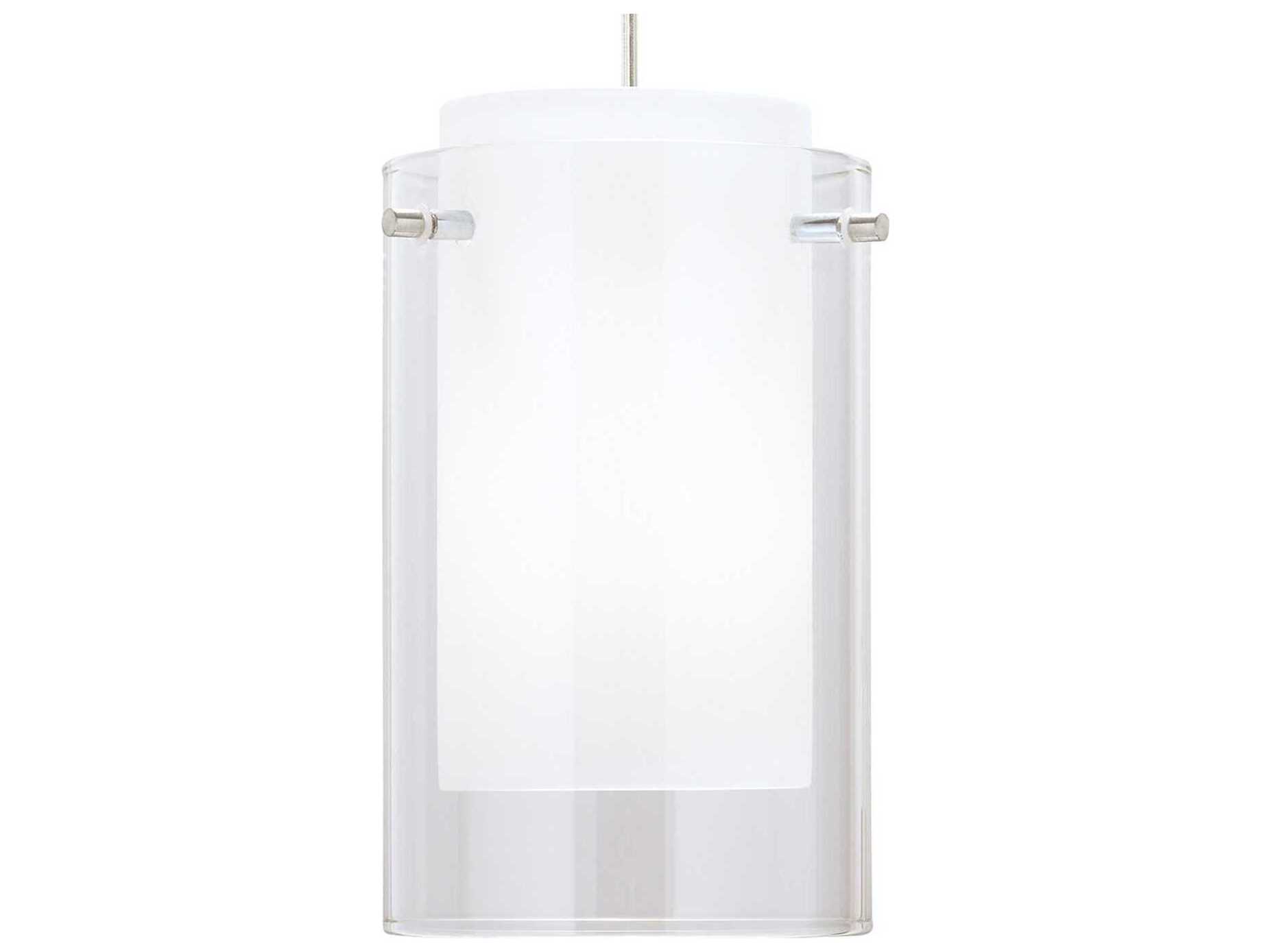 Visual Comfort Modern Echo 1-Light Satin Nickel White Cylinder Mini Pendant