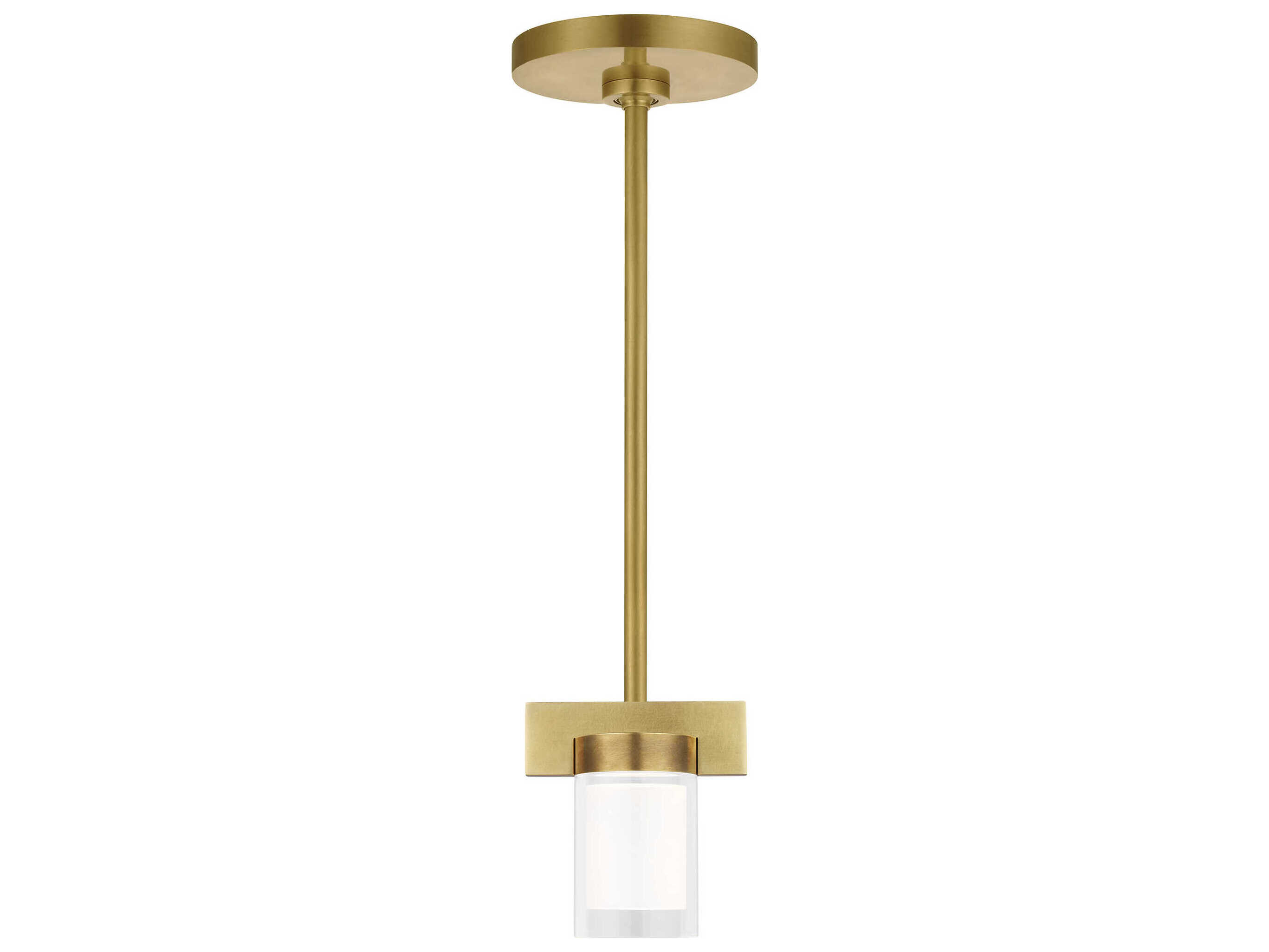 Visual Comfort Modern Esfera 1-Light Natural Brass Cylinder Mini Pendant