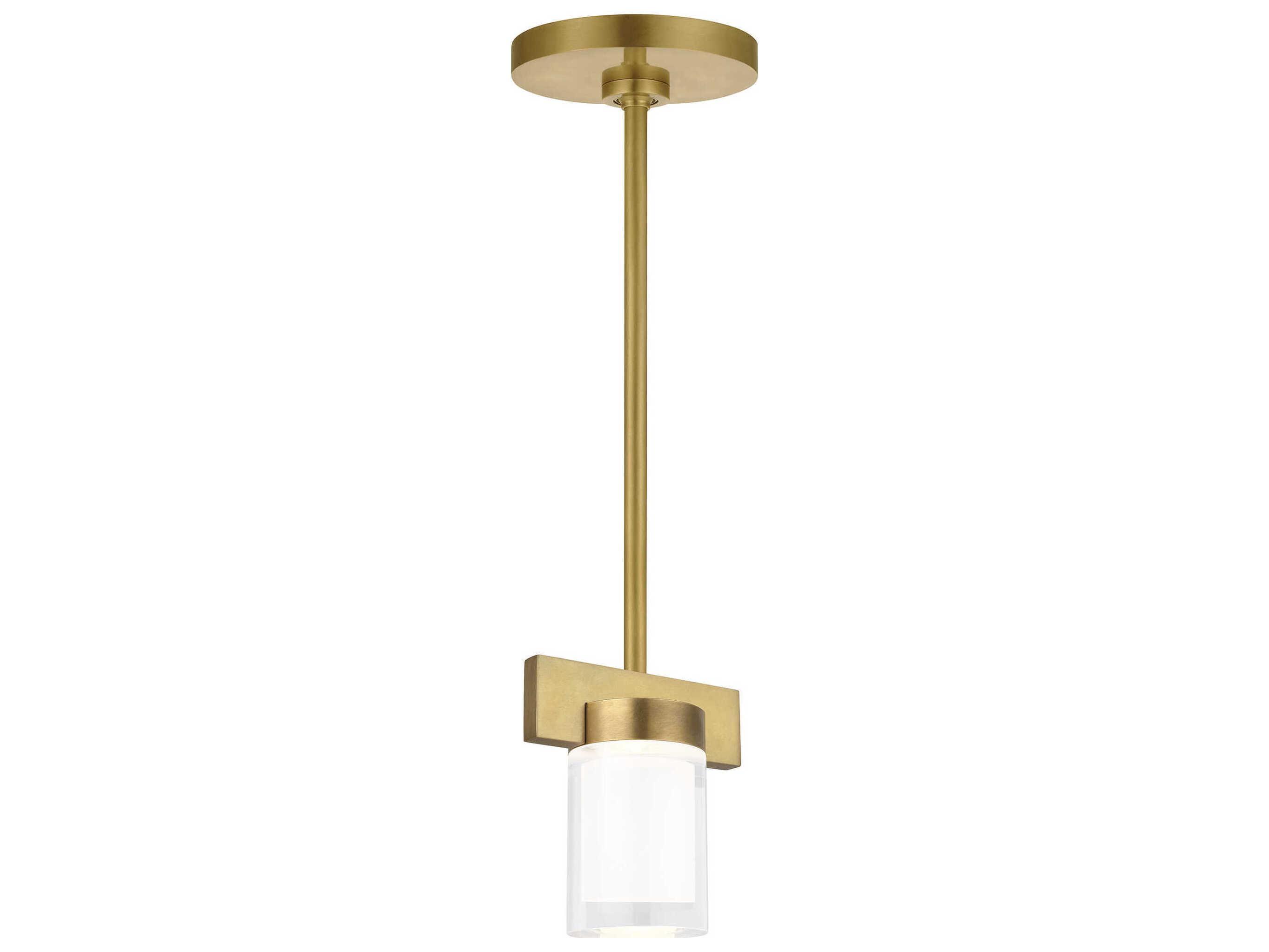 Visual Comfort Modern Esfera 1-Light Natural Brass Cylinder Mini Pendant