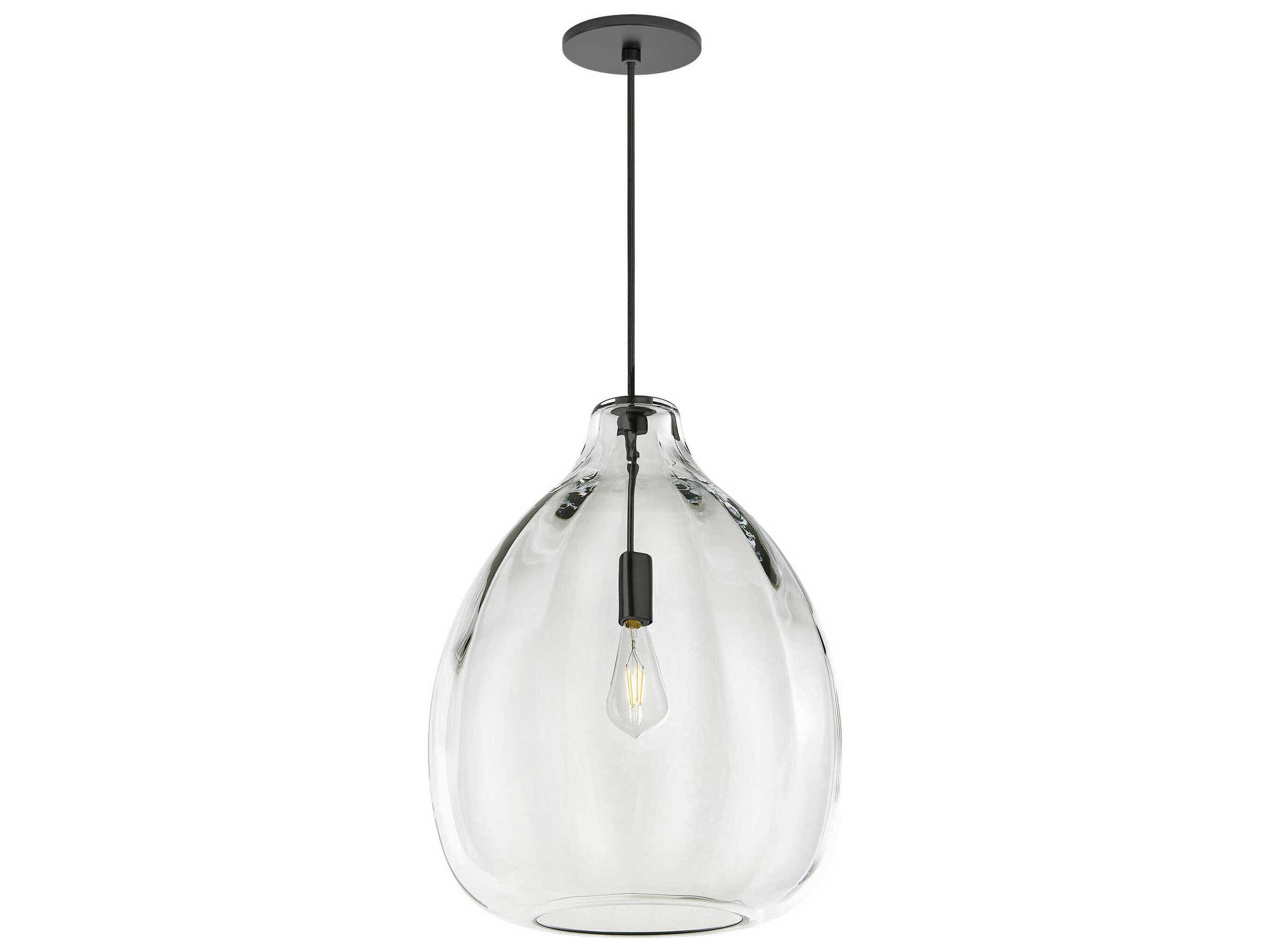 Visual Comfort Modern Harper 1-Light Black Clear Pendant