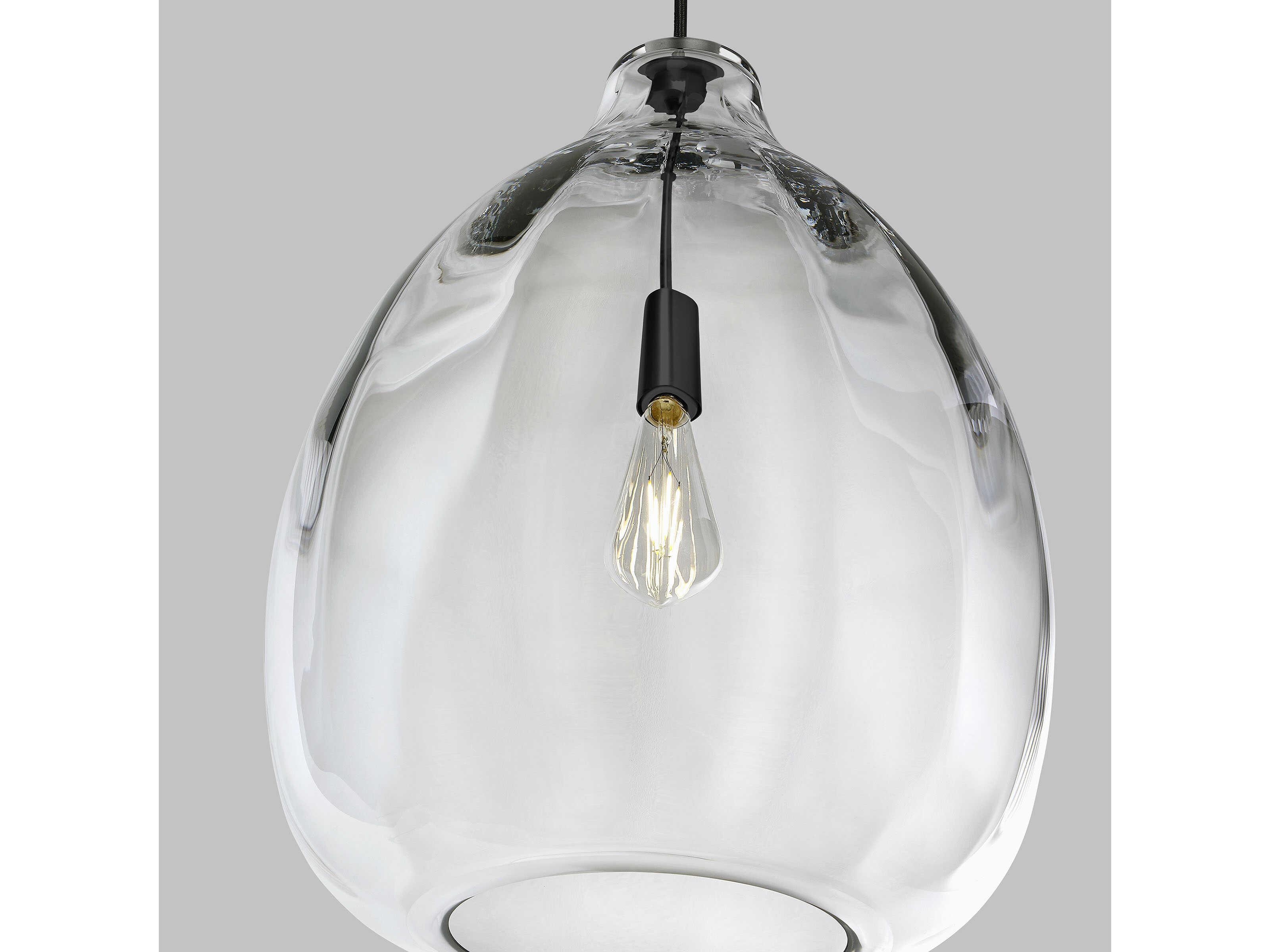 Visual Comfort Modern Harper 1-Light Black Clear Pendant