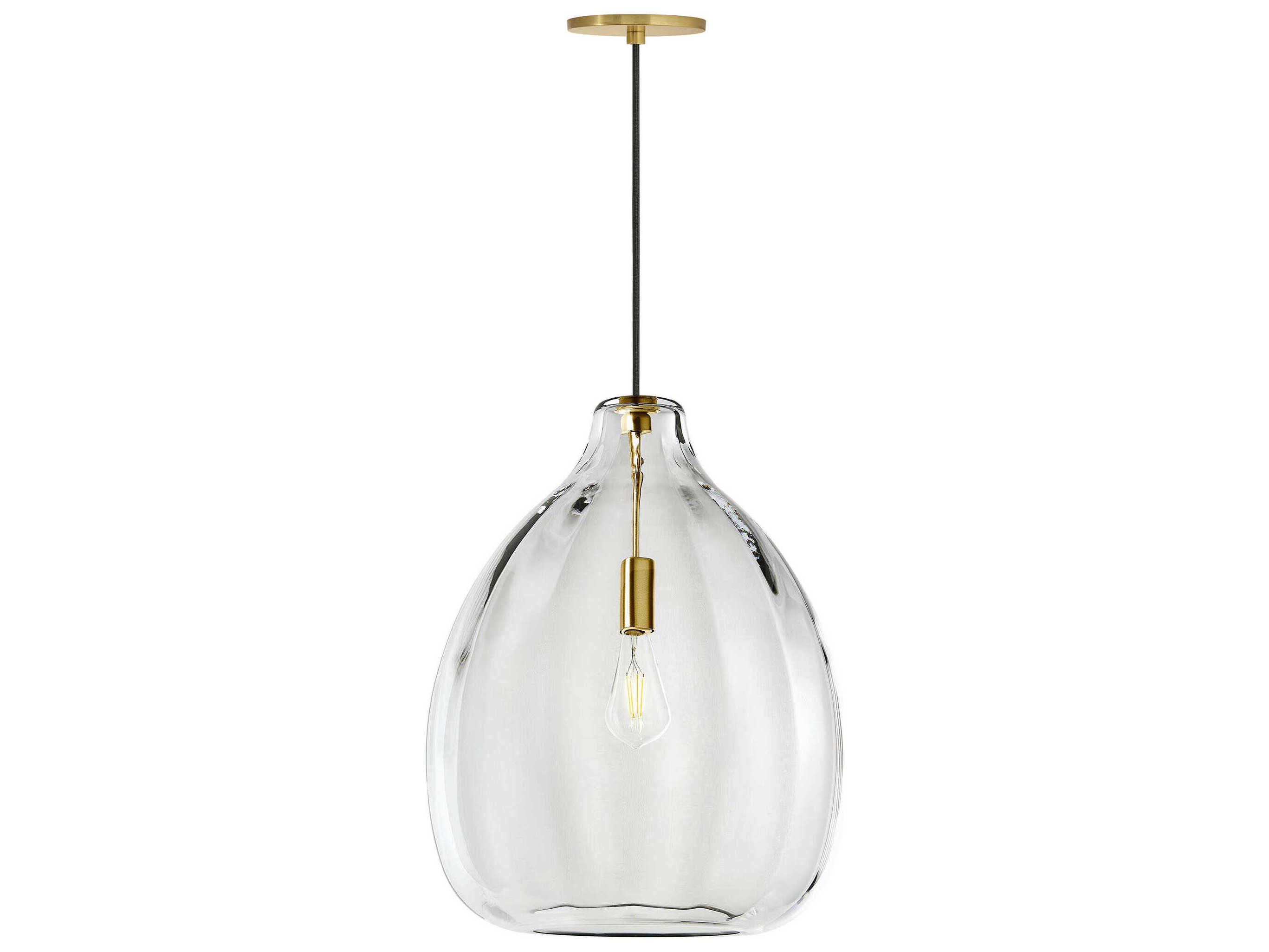 Visual Comfort Modern Harper 1-Light Natural Brass Clear Pendant
