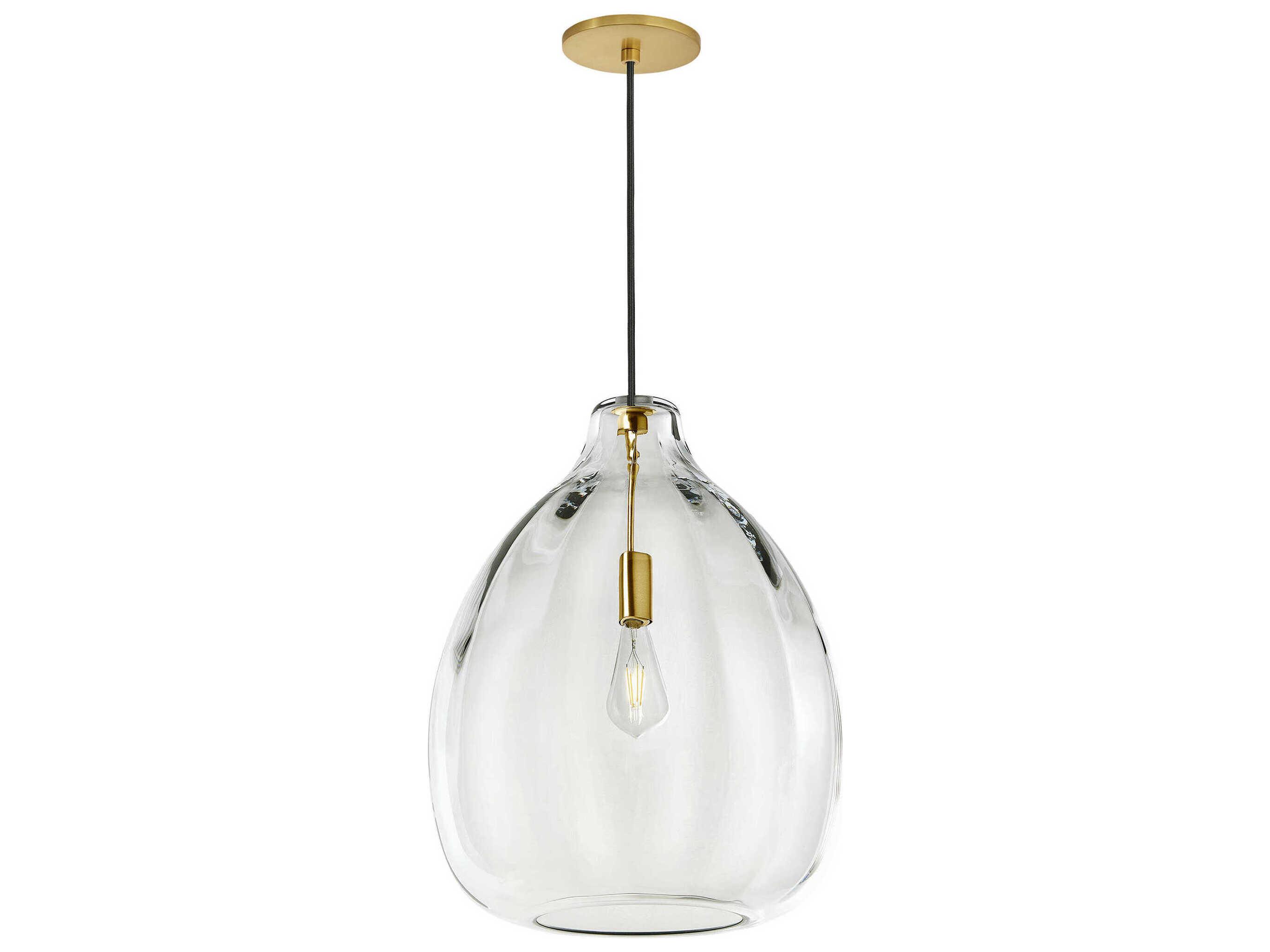 Visual Comfort Modern Harper 1-Light Natural Brass Clear Pendant