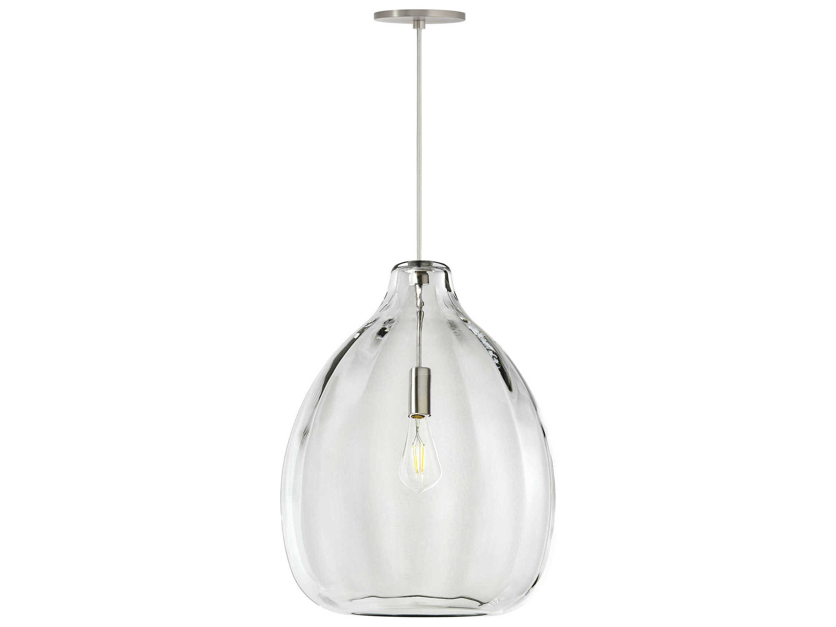 Visual Comfort Modern Harper 1-Light Satin Nickel Clear Pendant