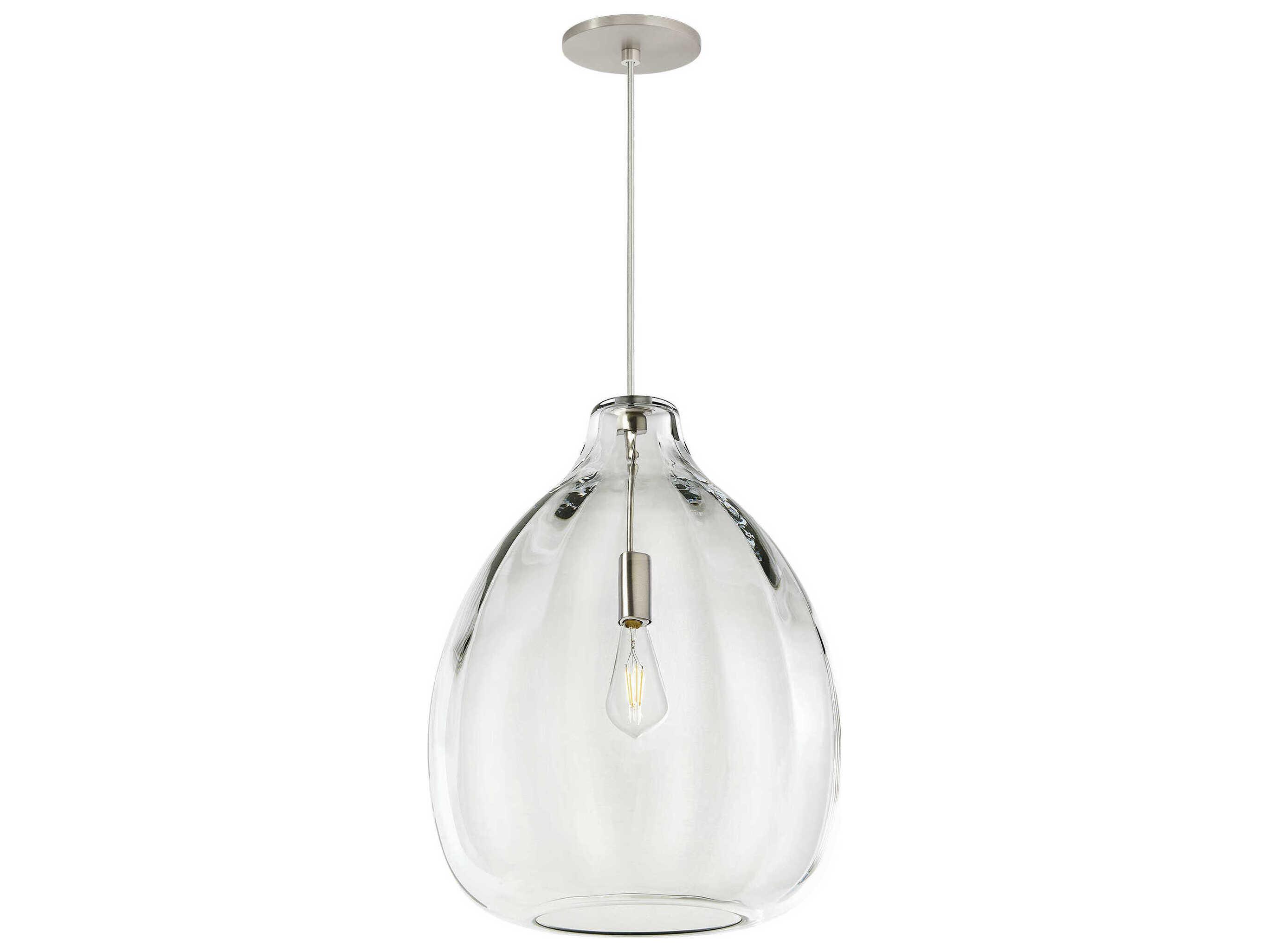 Visual Comfort Modern Harper 1-Light Satin Nickel Clear Pendant