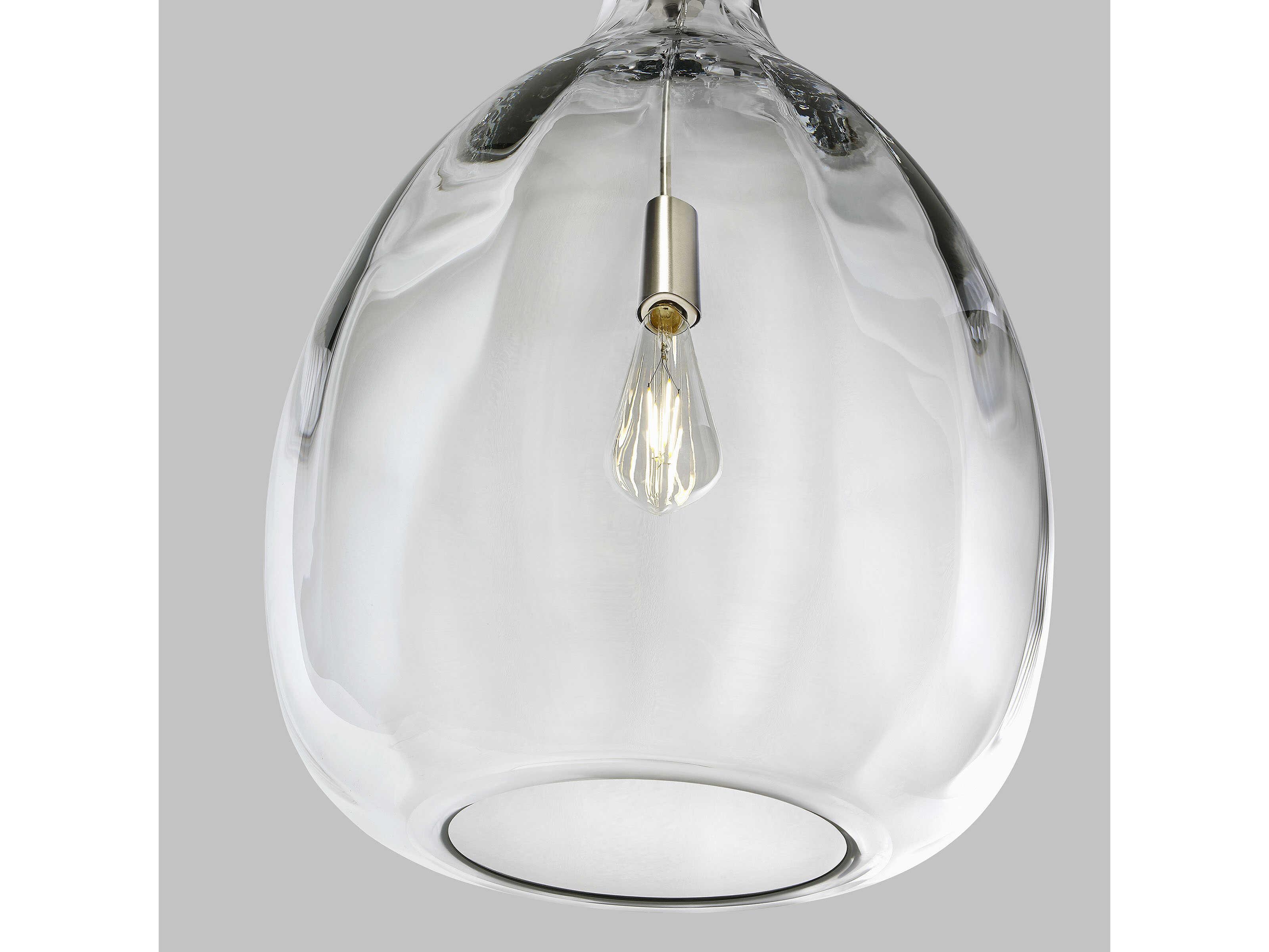 Visual Comfort Modern Harper 1-Light Satin Nickel Clear Pendant