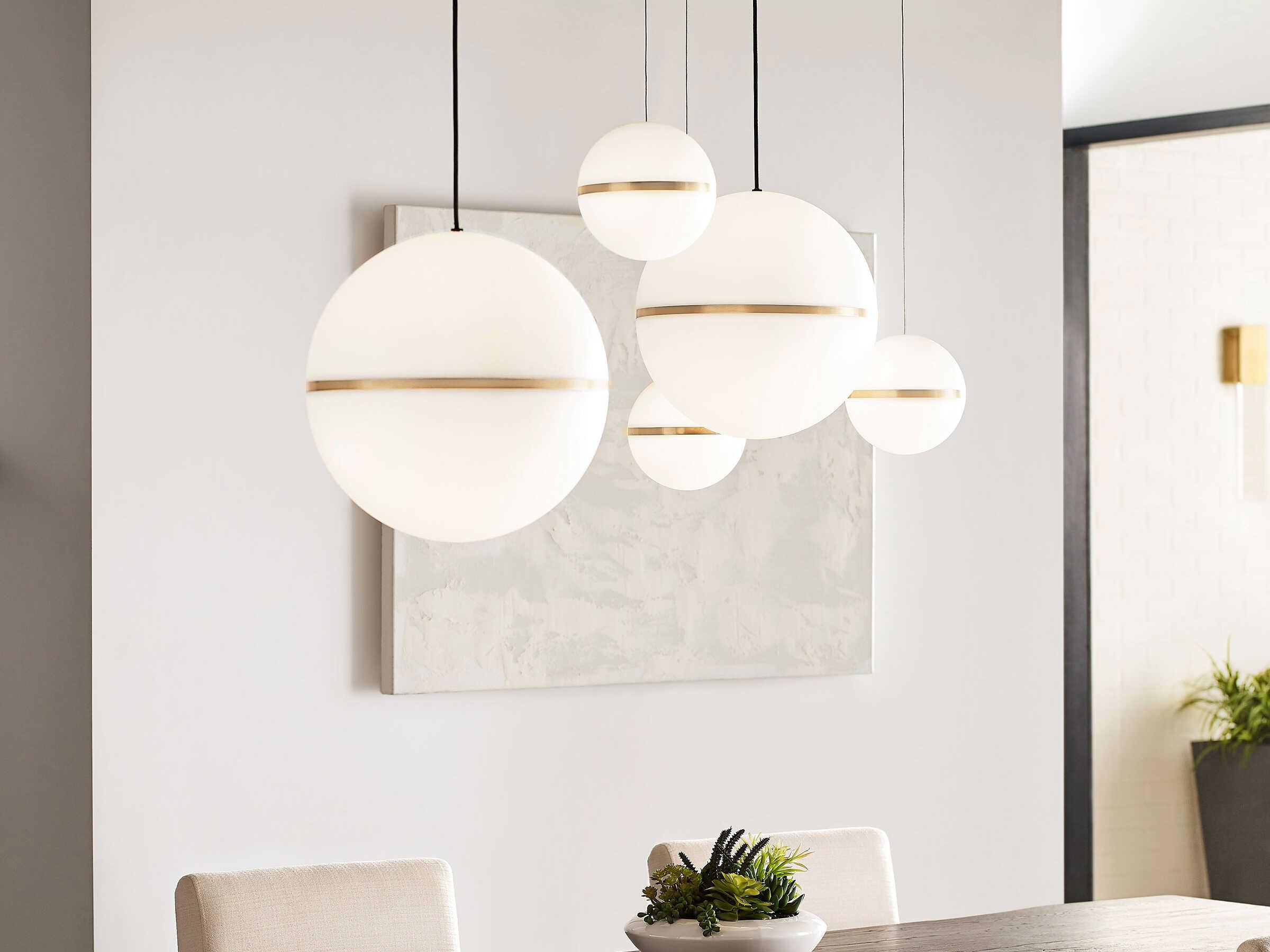 Visual Comfort Modern Hanea 1-Light Natural Brass Globe Pendant