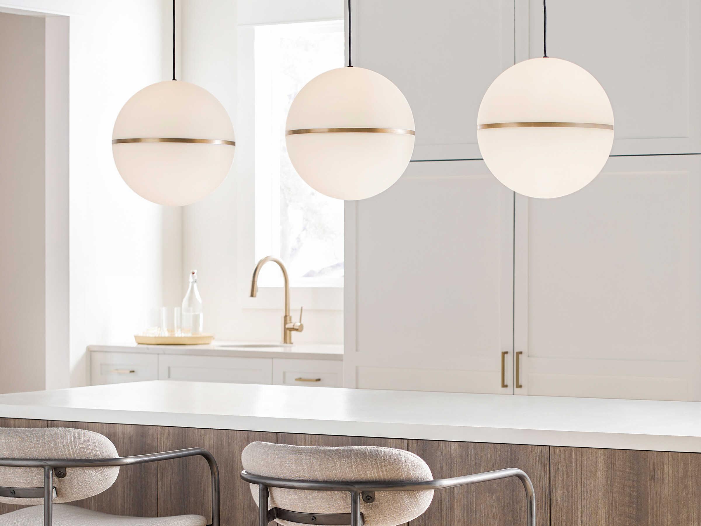 Visual Comfort Modern Hanea 1-Light Natural Brass Globe Pendant