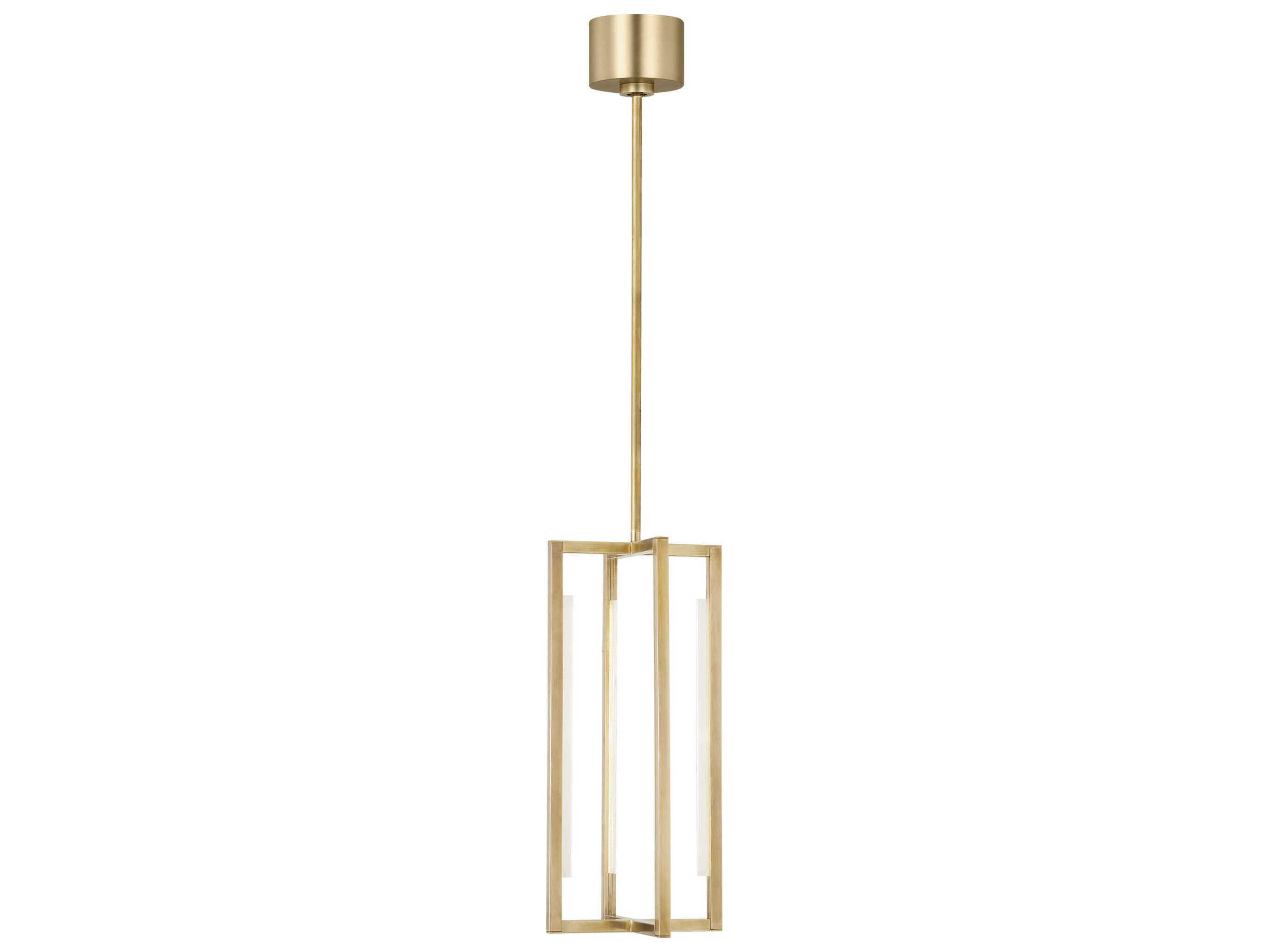 Visual Comfort Modern Kenway 1-Light Natural Brass Geometric Mini Pendant