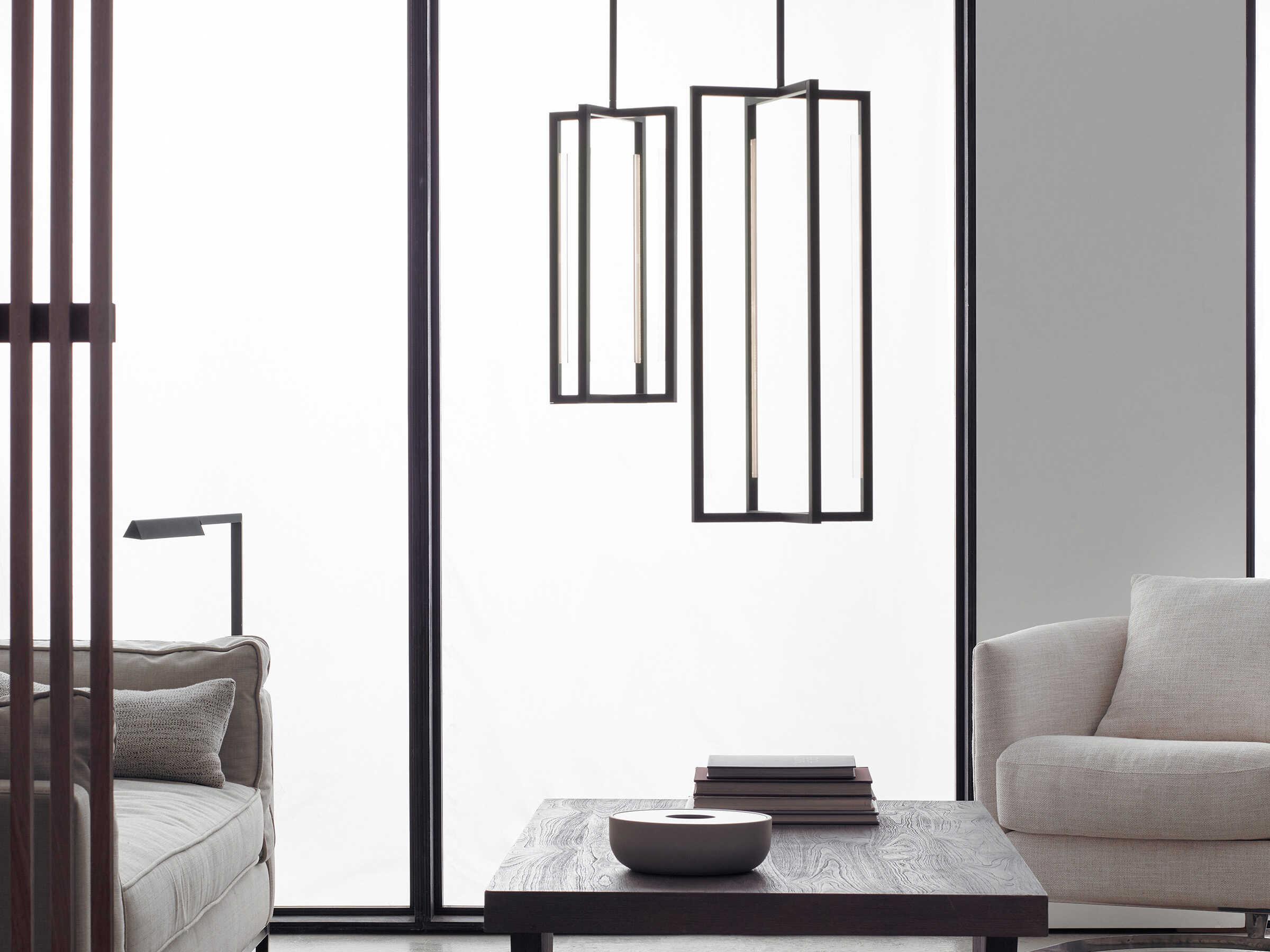 Visual Comfort Modern Kenway 1-Light Nightshade Black Geometric Mini Pendant