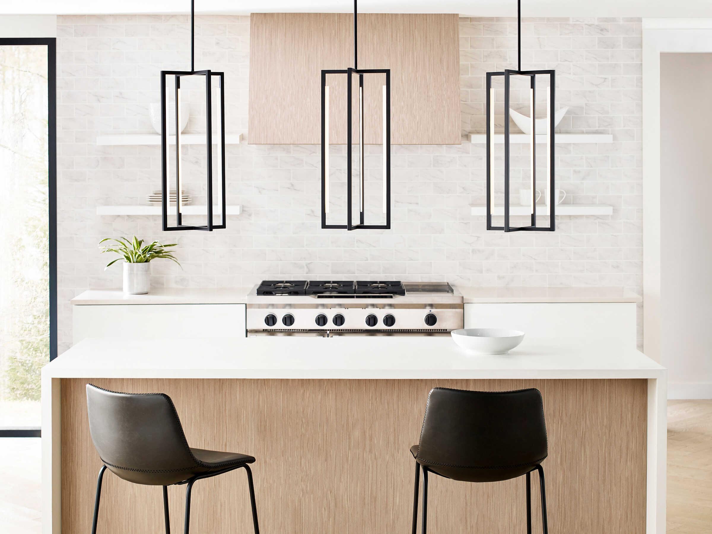 Visual Comfort Modern Kenway 1-Light Nightshade Black Geometric Mini Pendant