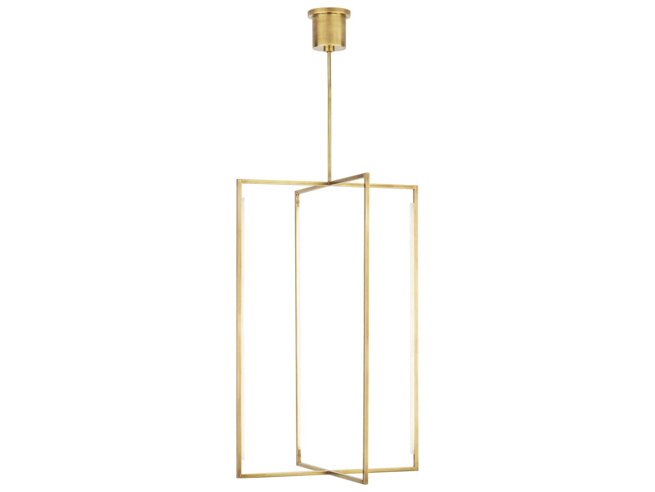 Visual Comfort Modern Kenway 1-Light Natural Brass Geometric Pendant