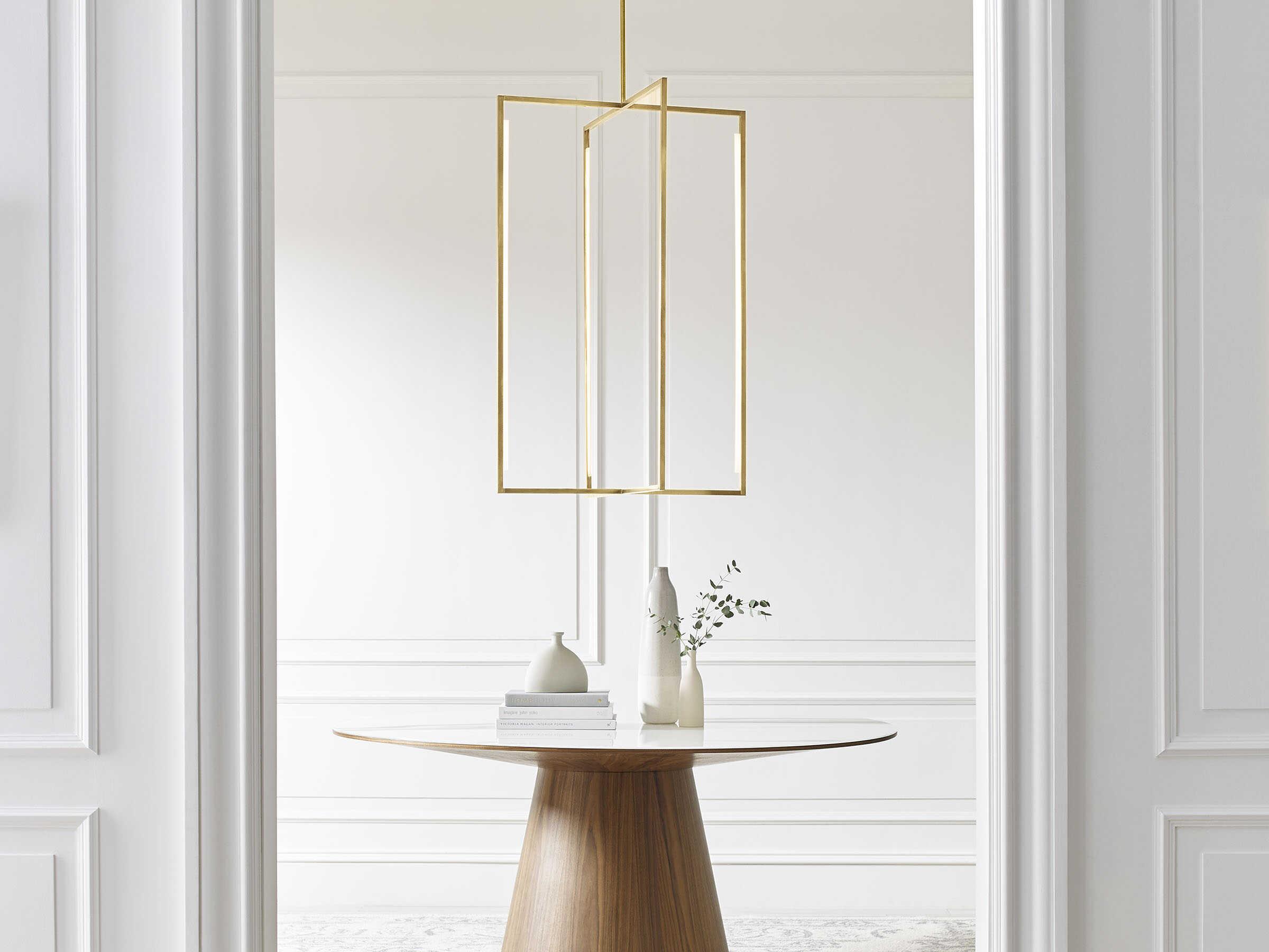 Visual Comfort Modern Kenway 1-Light Natural Brass Geometric Pendant