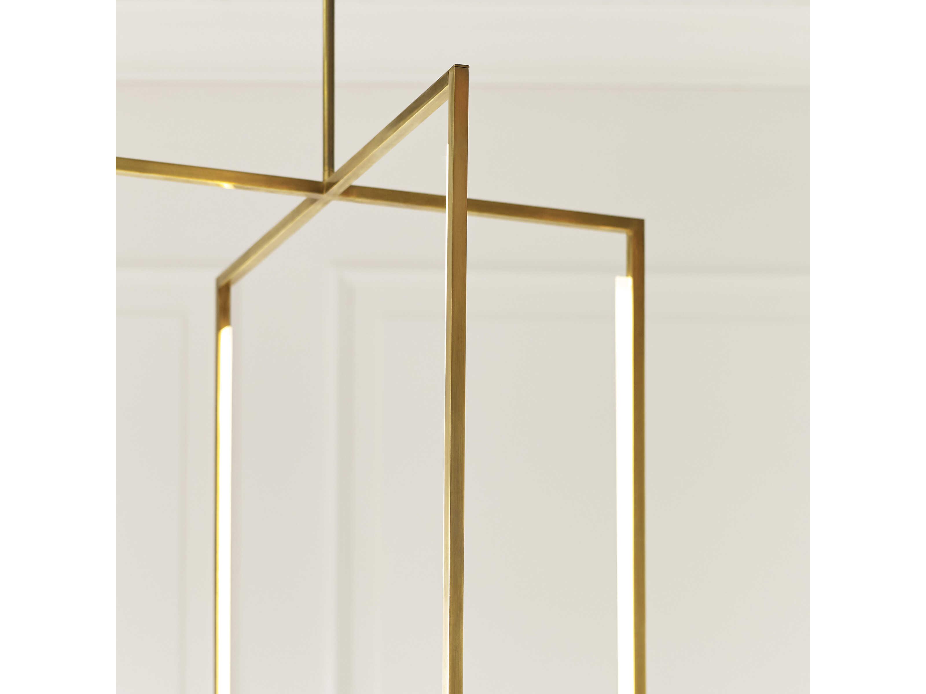Visual Comfort Modern Kenway 1-Light Natural Brass Geometric Pendant