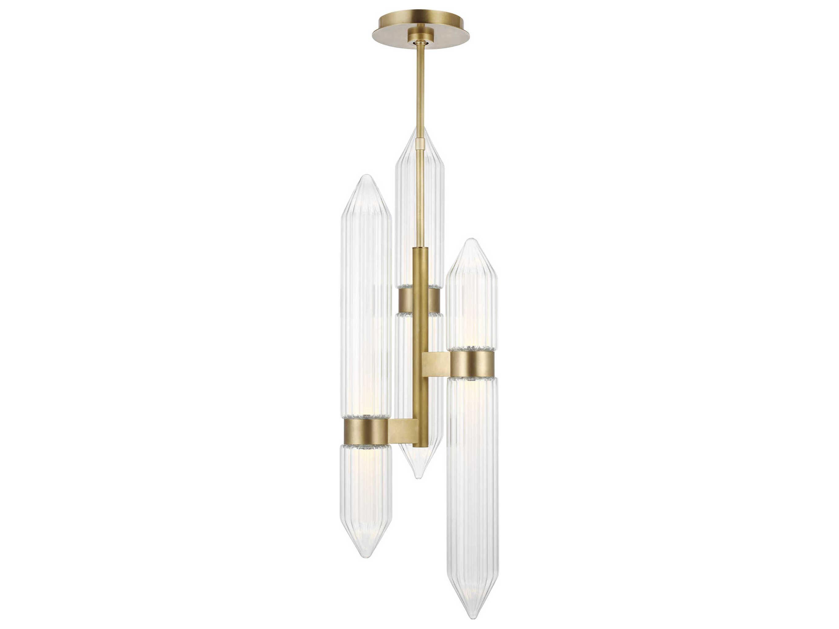 Visual Comfort Modern Langston 3-Light Plated Brass Mini Pendant