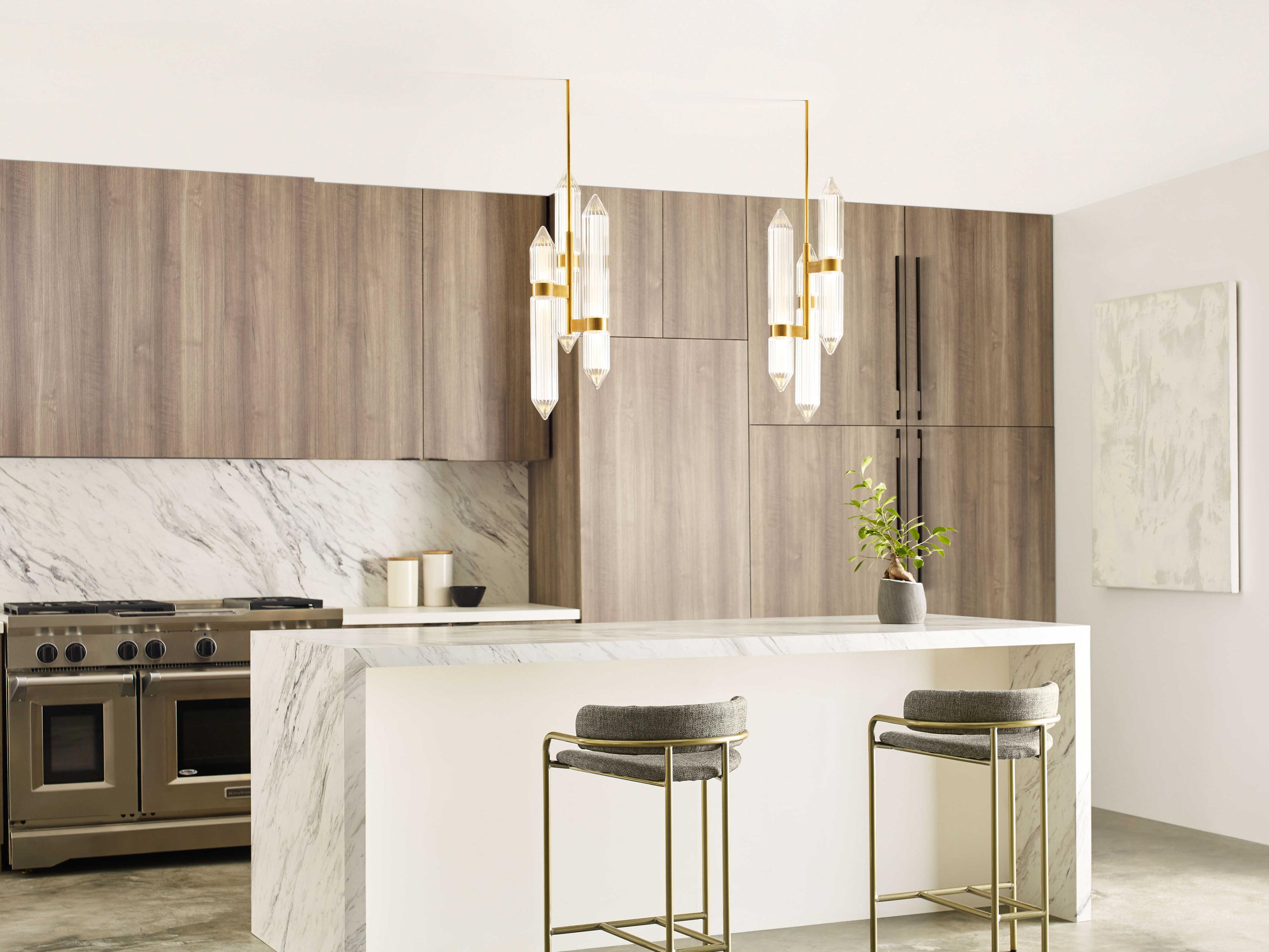 Visual Comfort Modern Langston 3-Light Plated Brass Mini Pendant