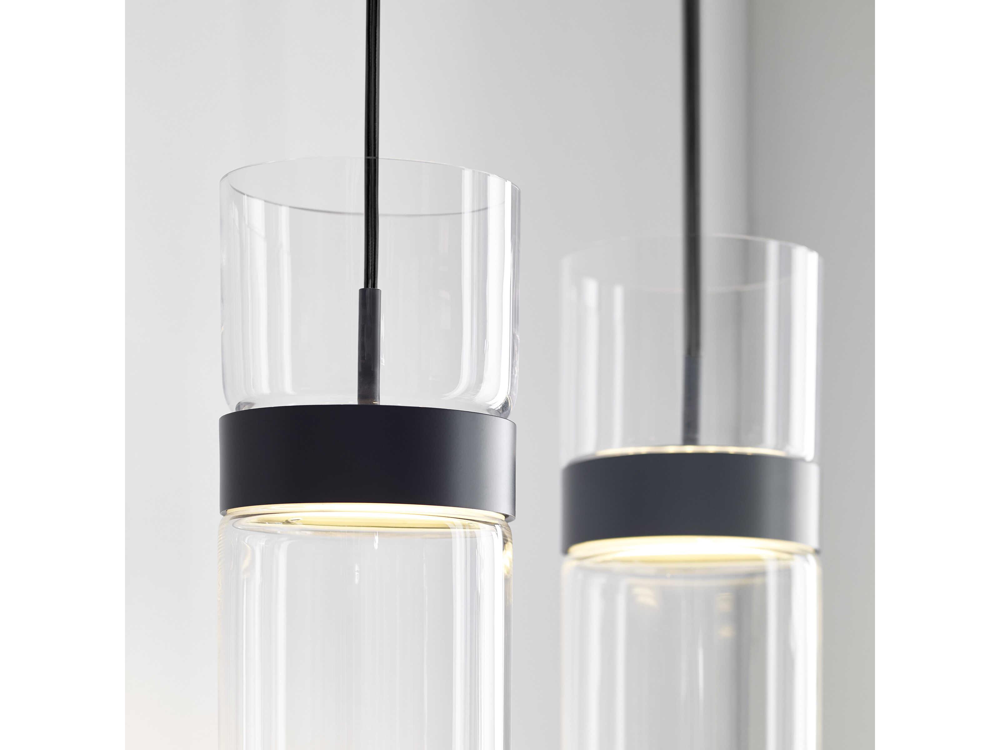 Visual Comfort Modern Manette 1-Light Black Clear Cylinder Mini Pendant