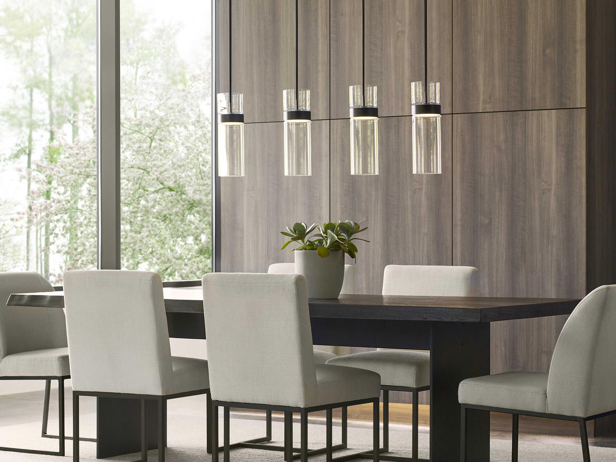 Visual Comfort Modern Manette 1-Light Black Clear Cylinder Mini Pendant