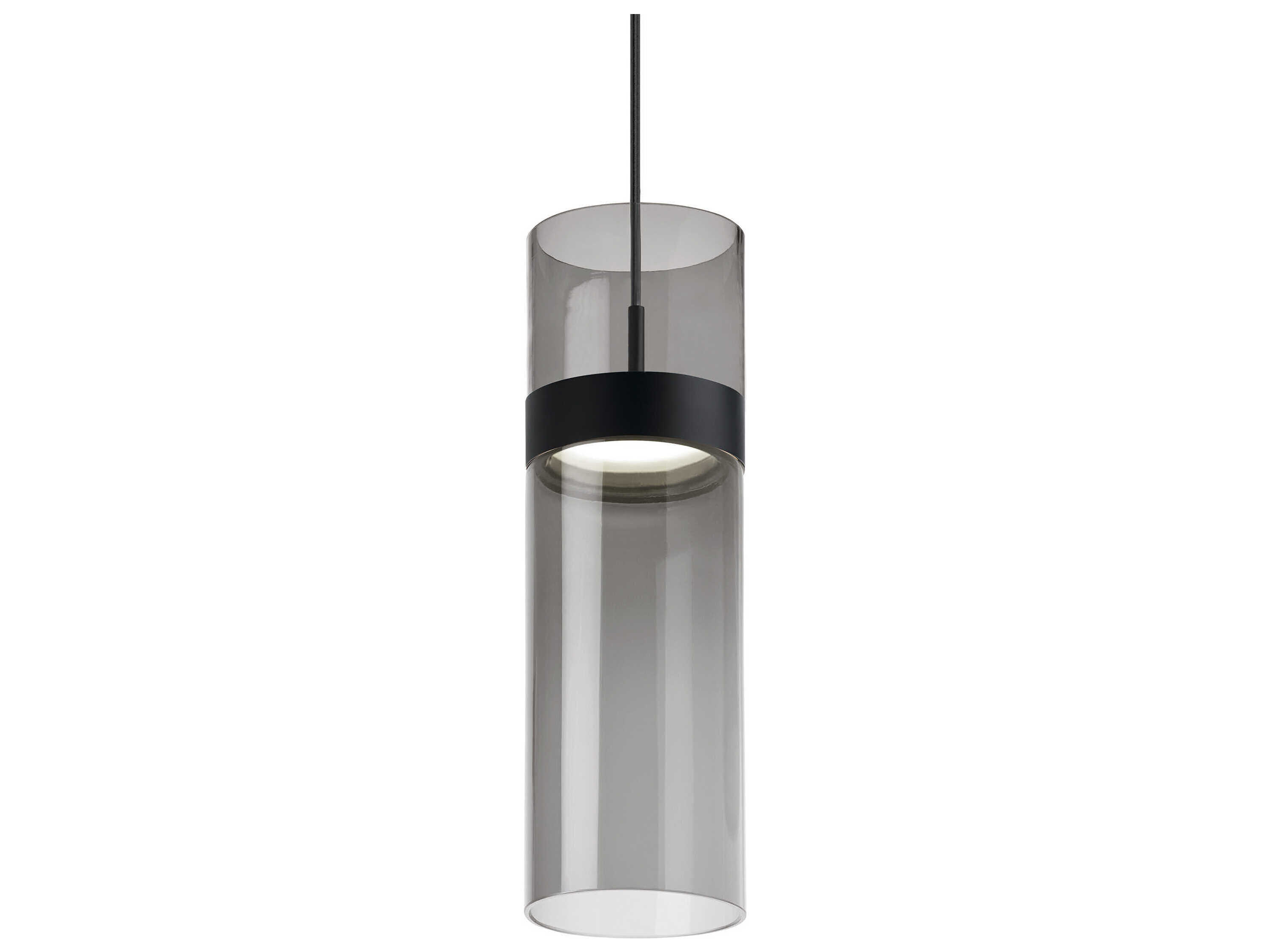 Visual Comfort Modern Manette 1-Light Black Gray Cylinder Mini Pendant