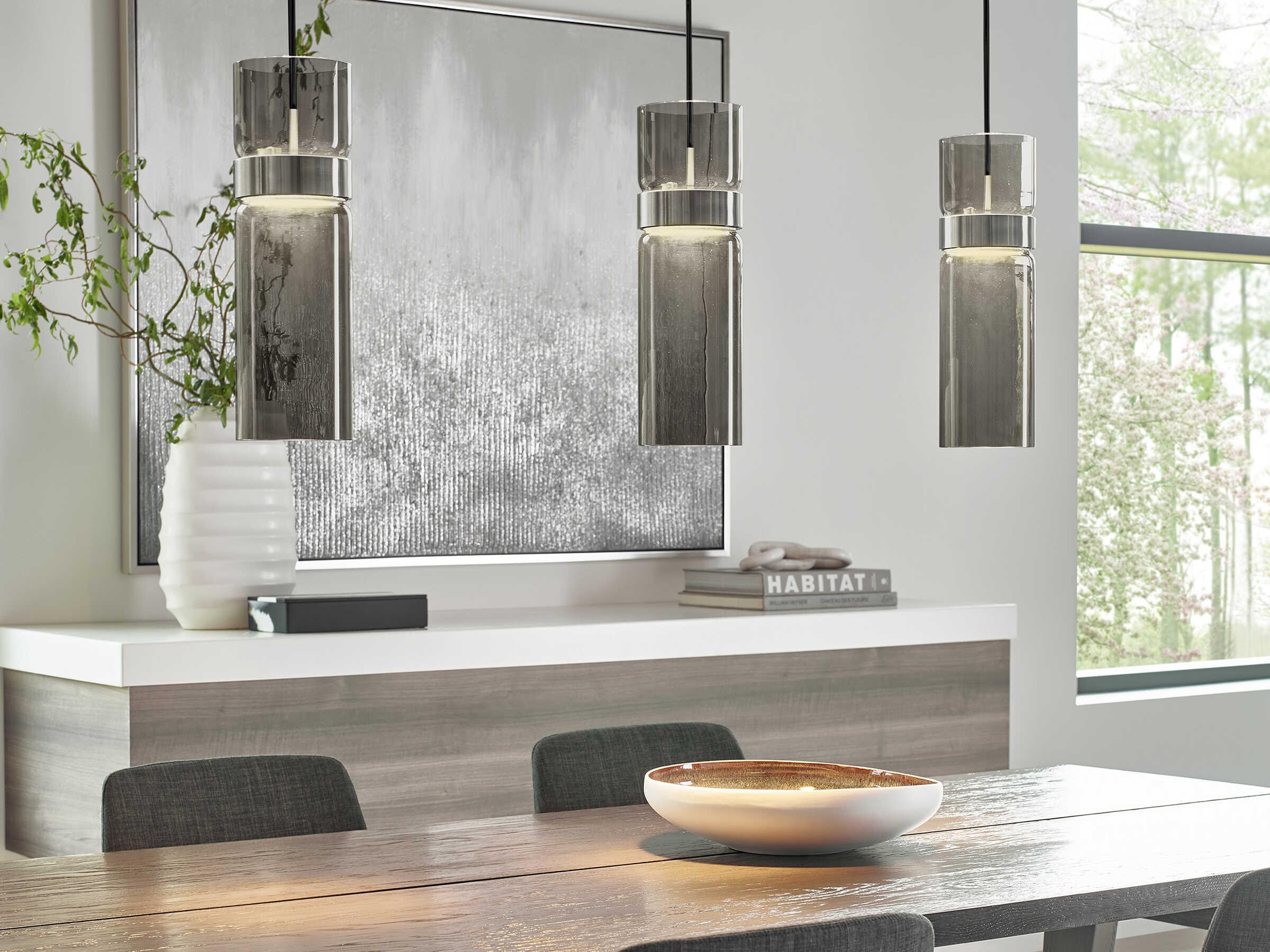 Visual Comfort Modern Manette 1-Light Black Gray Cylinder Mini Pendant