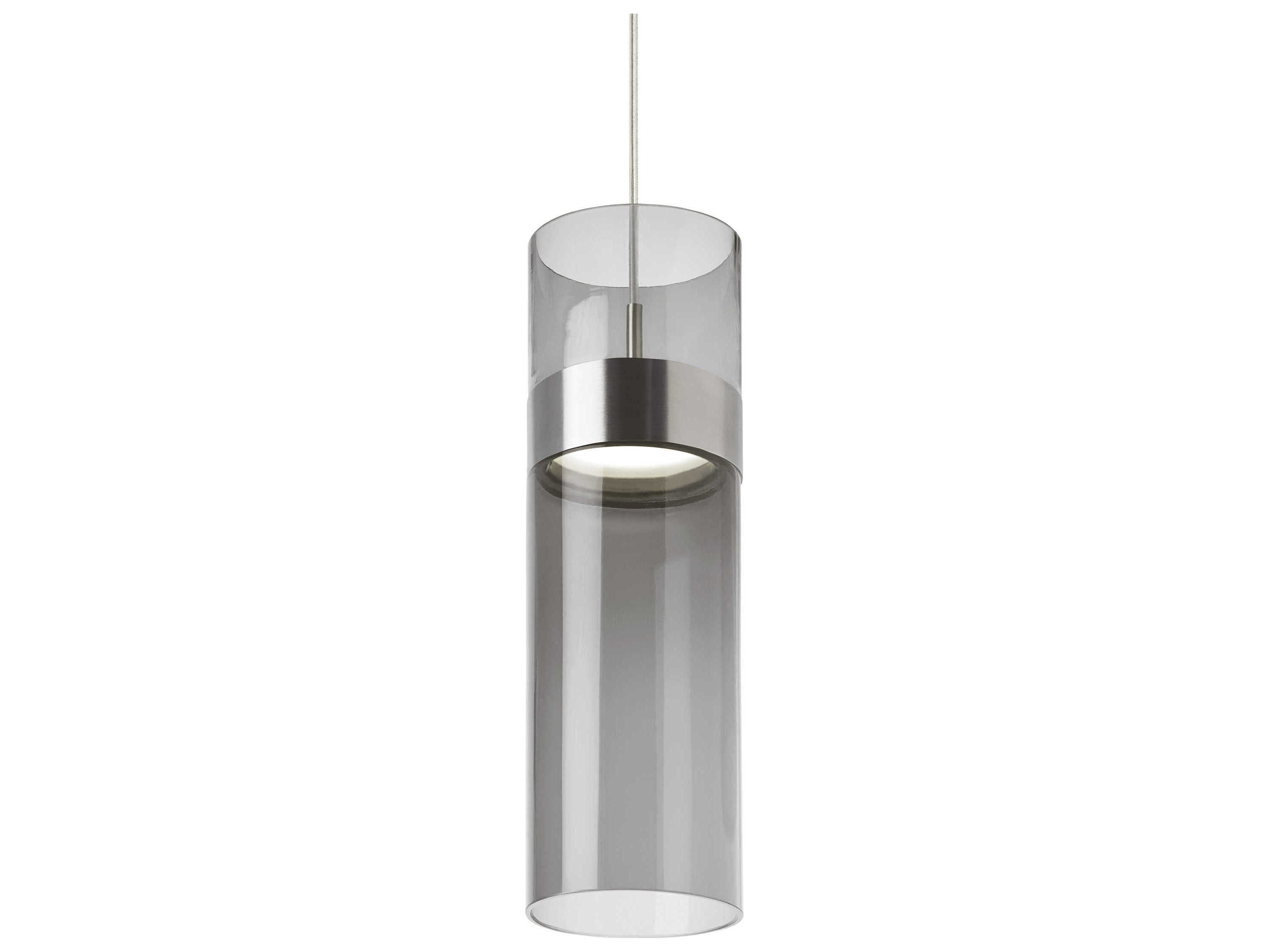 Visual Comfort Modern Manette 1-Light Satin Nickel Gray Cylinder Mini Pendant