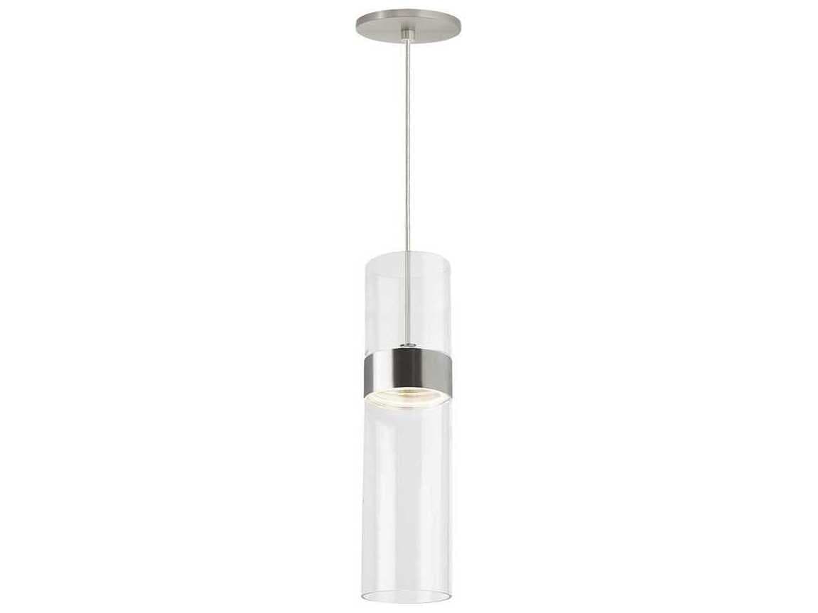 Visual Comfort Modern Manette 1-Light Satin Nickel Cylinder Mini Pendant