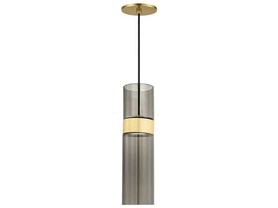 Visual Comfort Modern Manette 1-Light Natural Brass Cylinder Mini Pendant