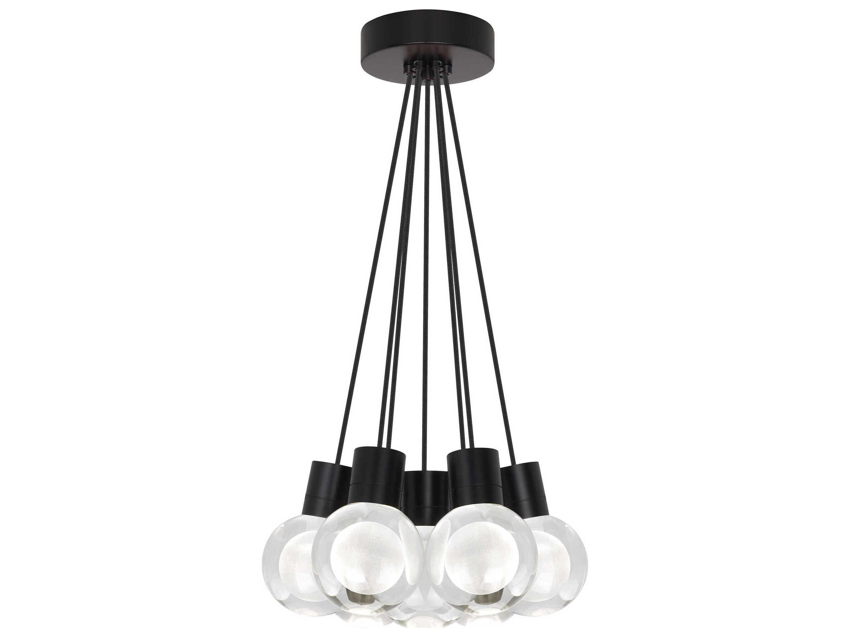 Visual Comfort Modern Mina 7-Light Black Globe Pendant