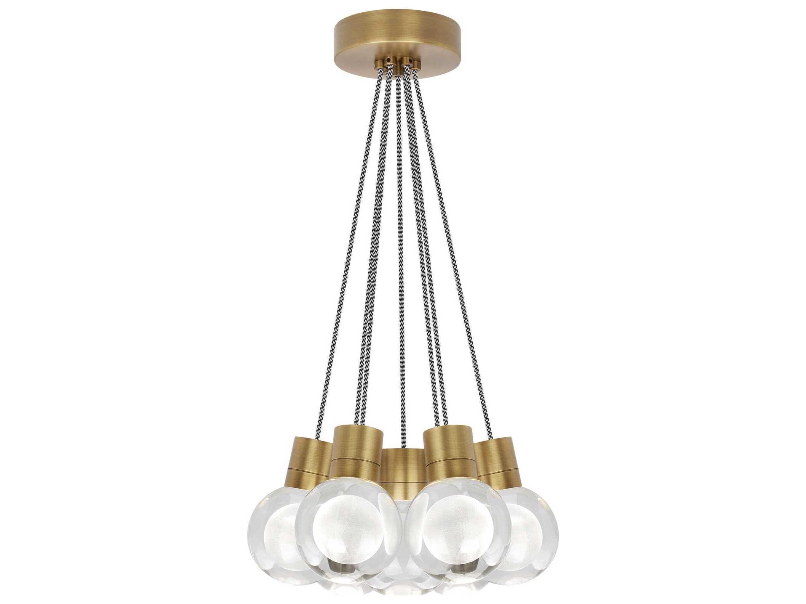 Visual Comfort Modern Mina 7-Light Natural Brass Globe Pendant