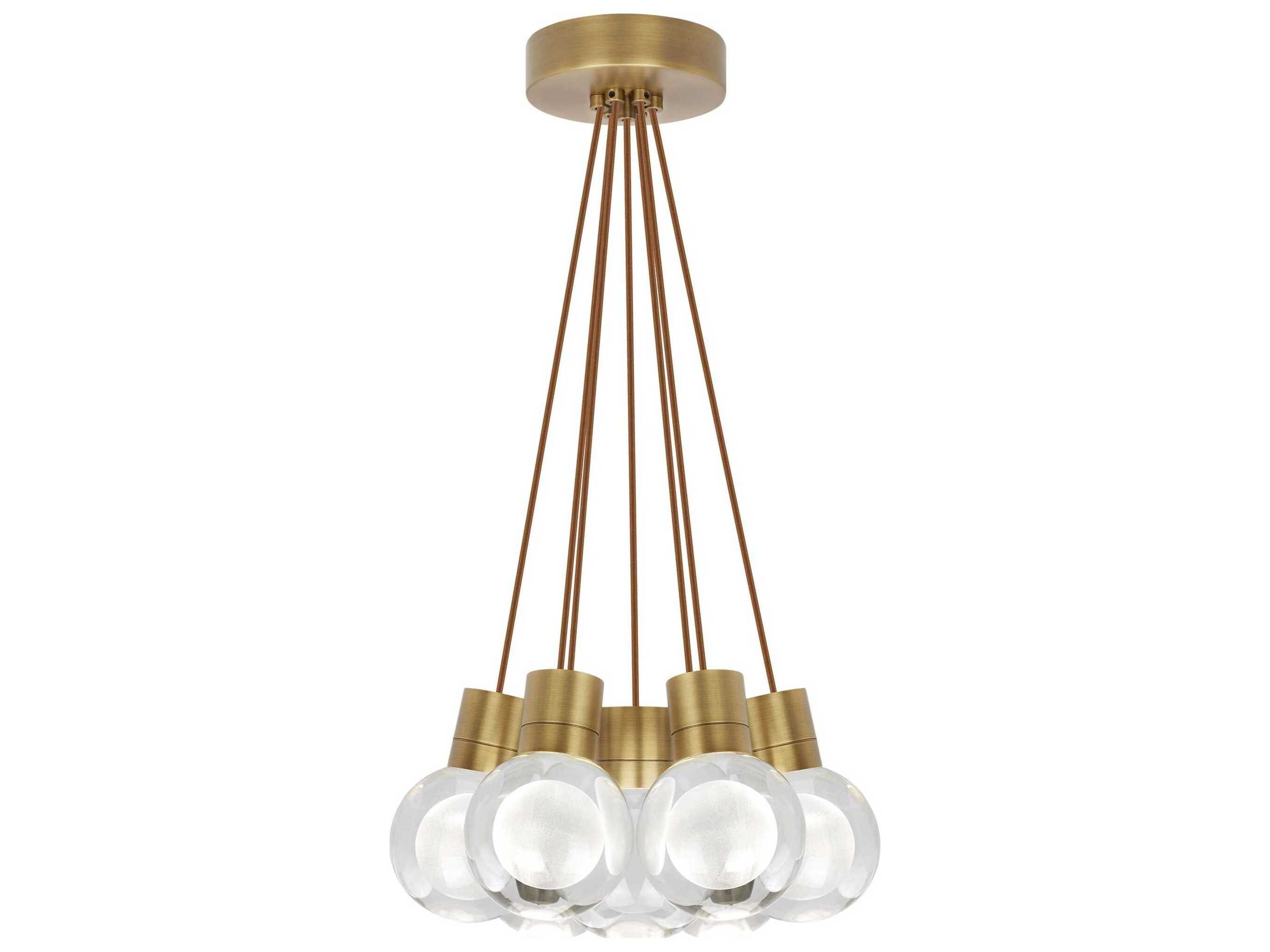 Visual Comfort Modern Mina 7-Light Natural Brass Globe Pendant