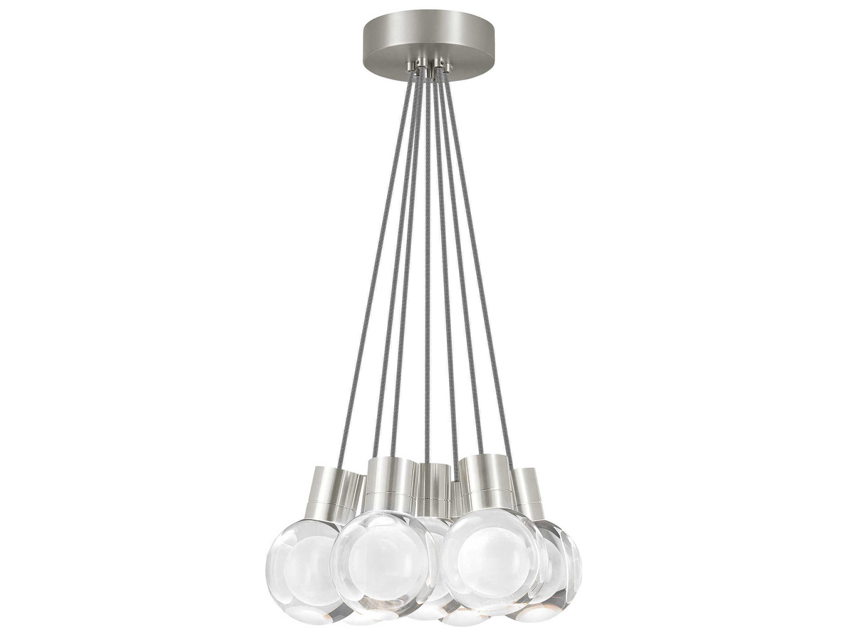 Visual Comfort Modern Mina 7-Light Satin Nickel Globe Pendant