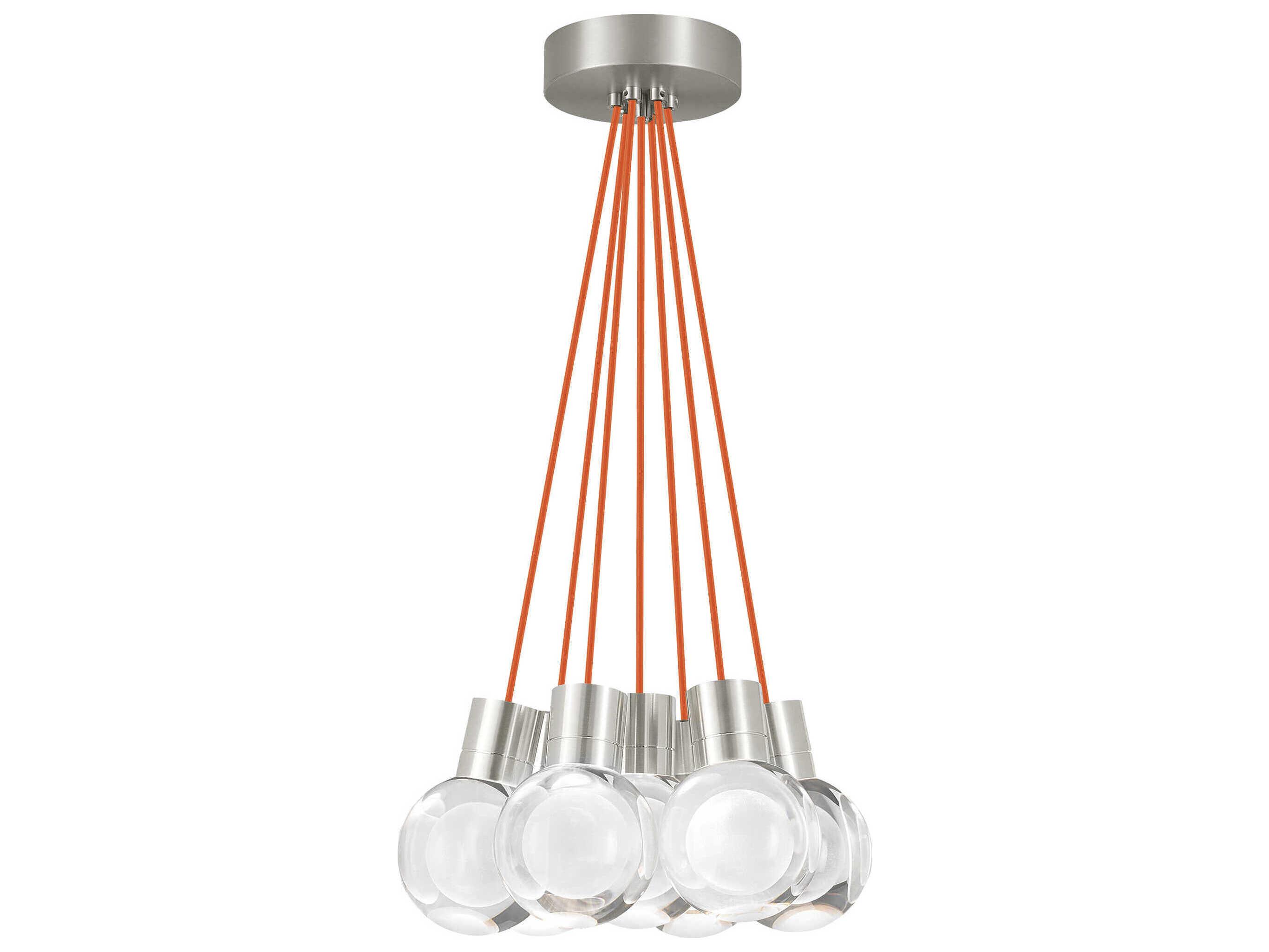 Visual Comfort Modern Mina 7-Light Satin Nickel Globe Pendant