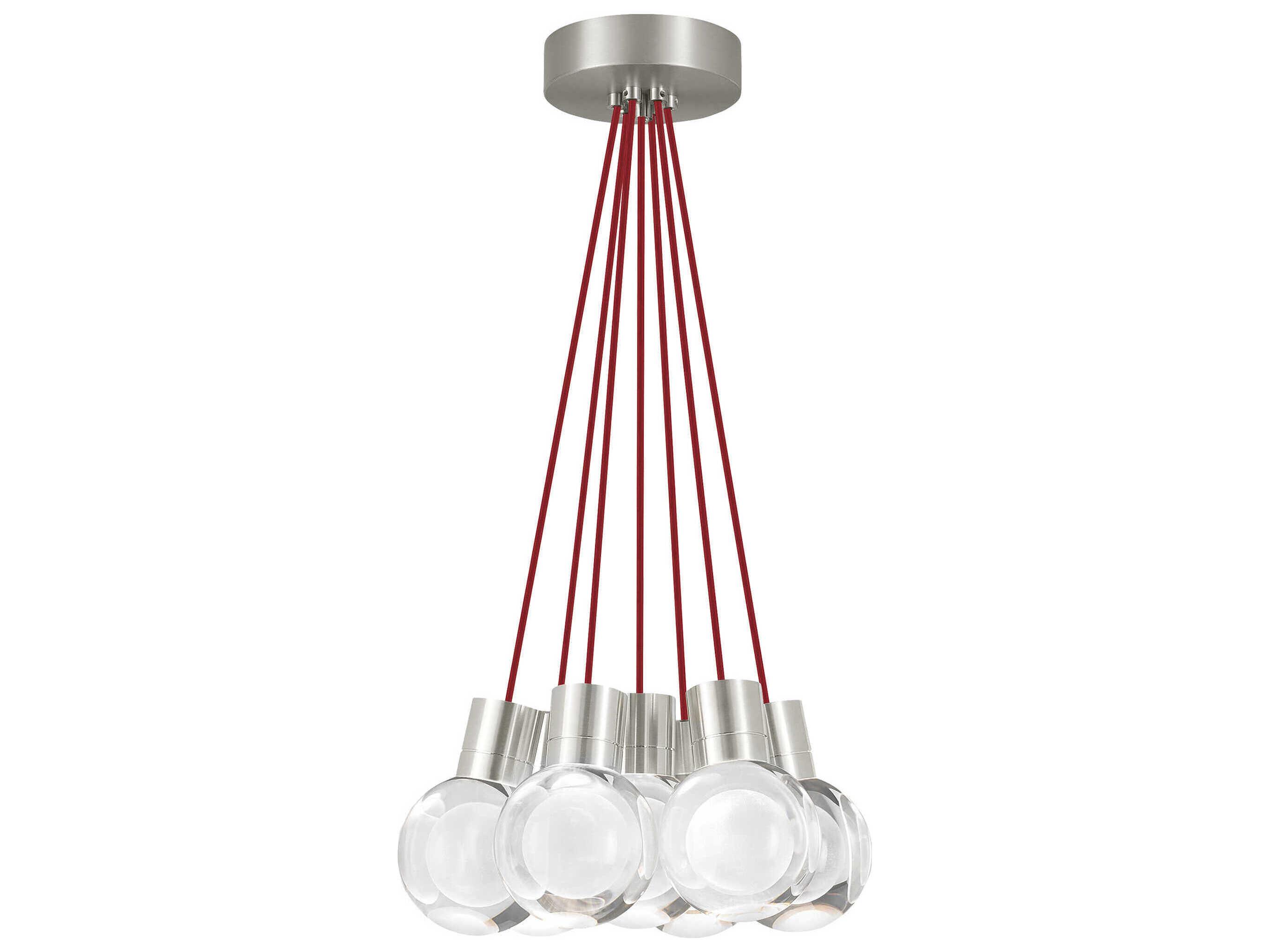 Visual Comfort Modern Mina 7-Light Satin Nickel Globe Pendant