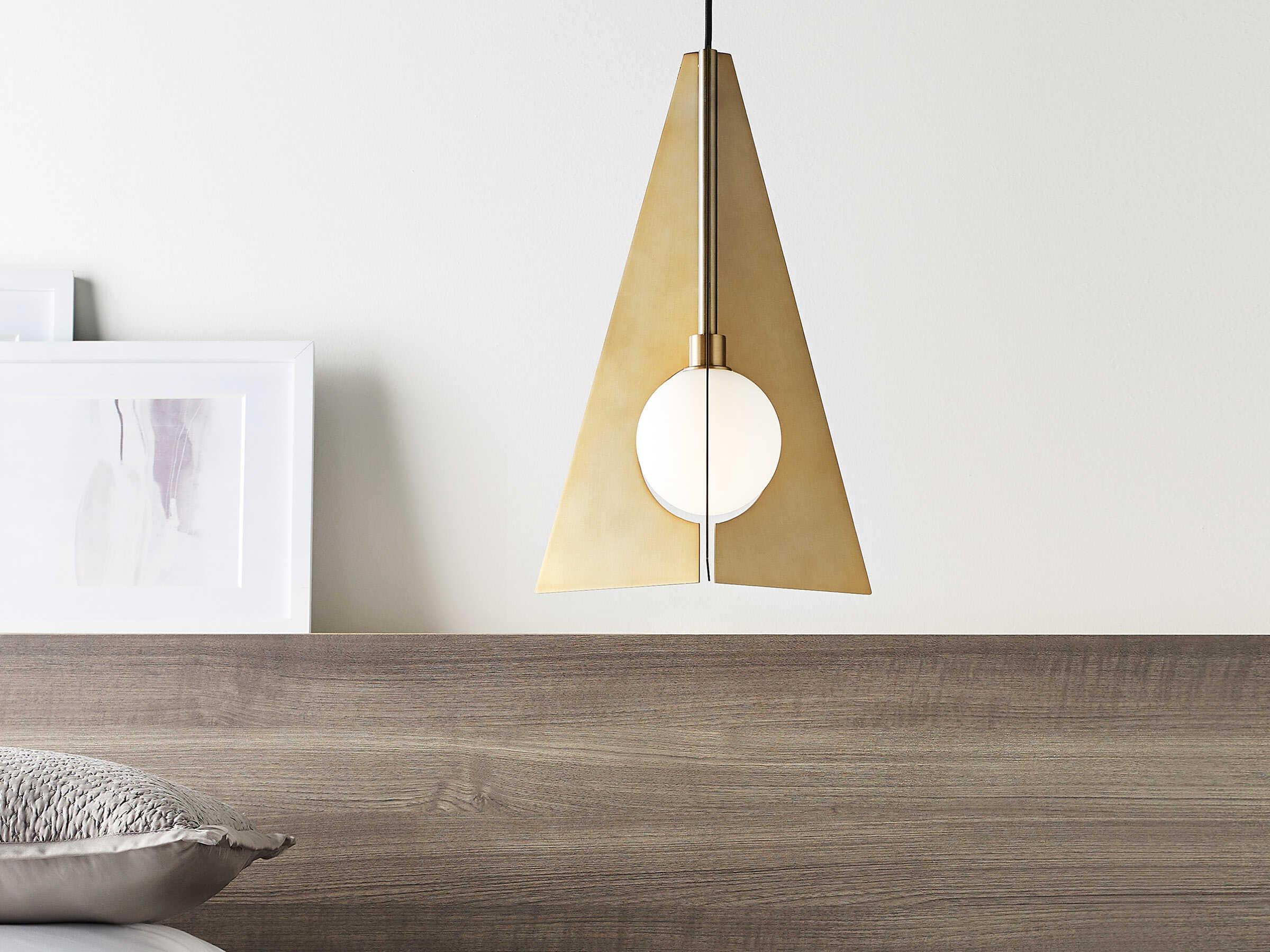 Visual Comfort Modern Orbel Natural Brass Geometric Pendant